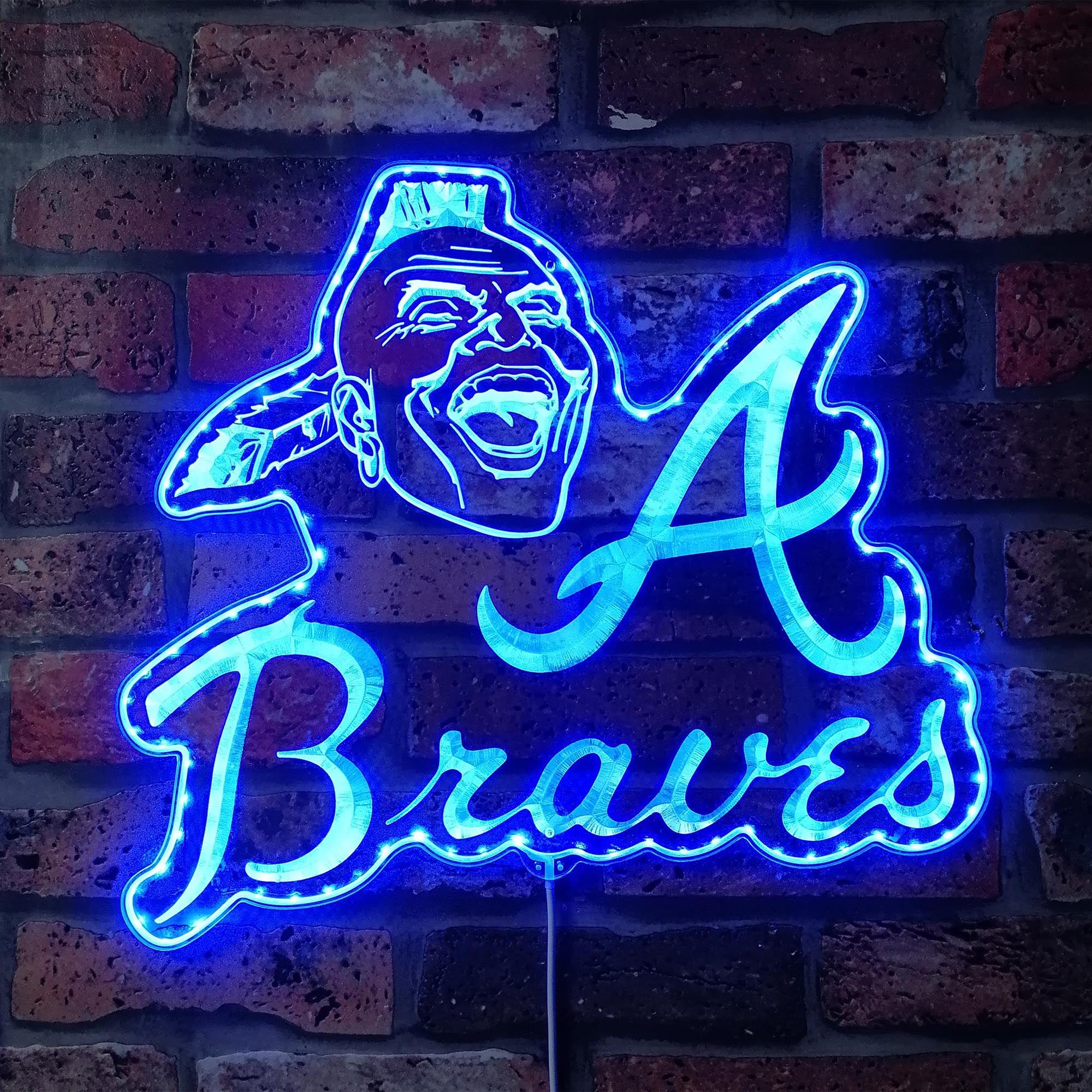 Atlanta Braves Screaming Indian Dynamic RGB Edge Lit LED Sign