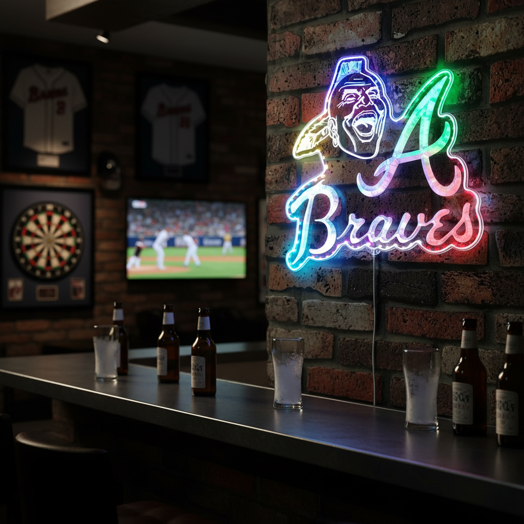 Atlanta Braves Screaming Indian Neon RGB Edge Lit LED Sign