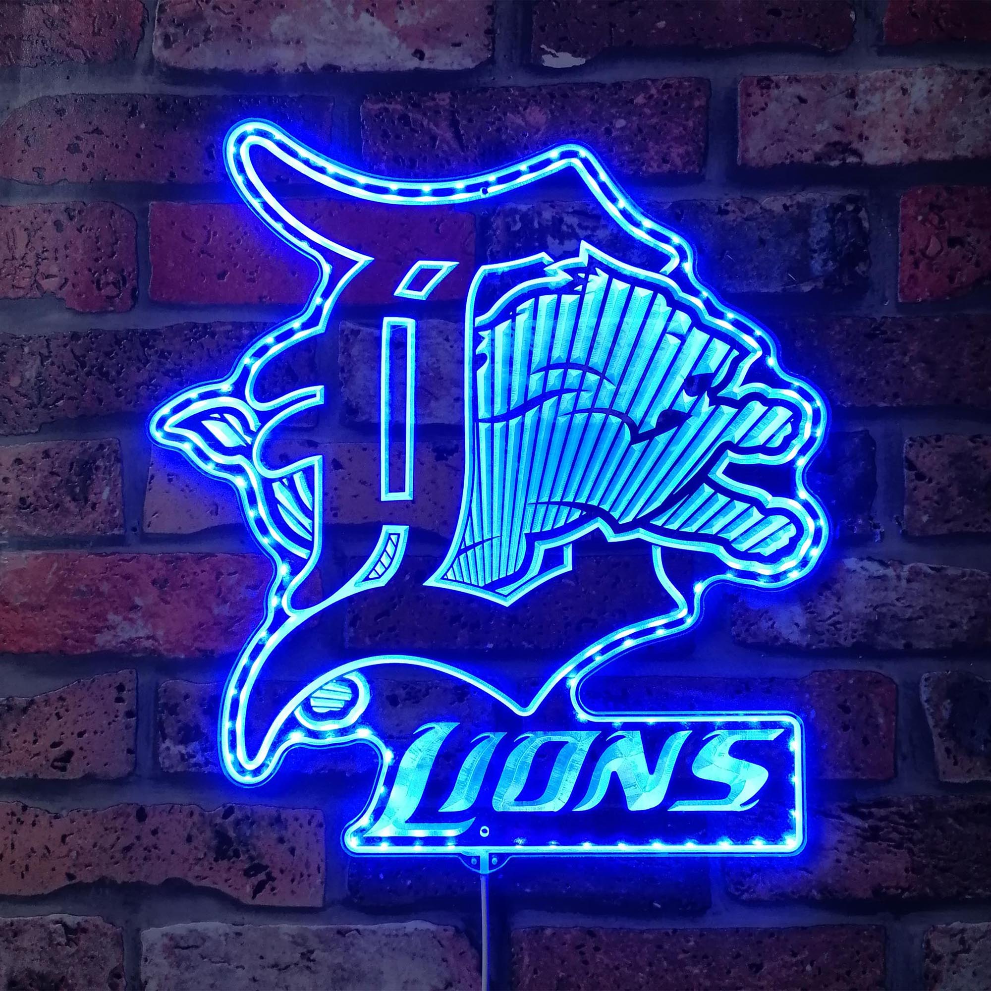 Detroit Lions Dynamic RGB Edge Lit LED Sign