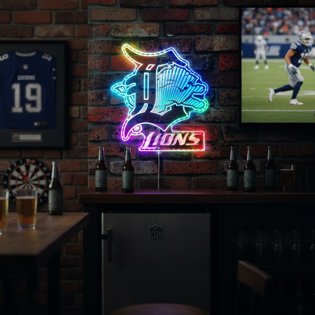 Detroit Lions Neon RGB Edge Lit LED Sign