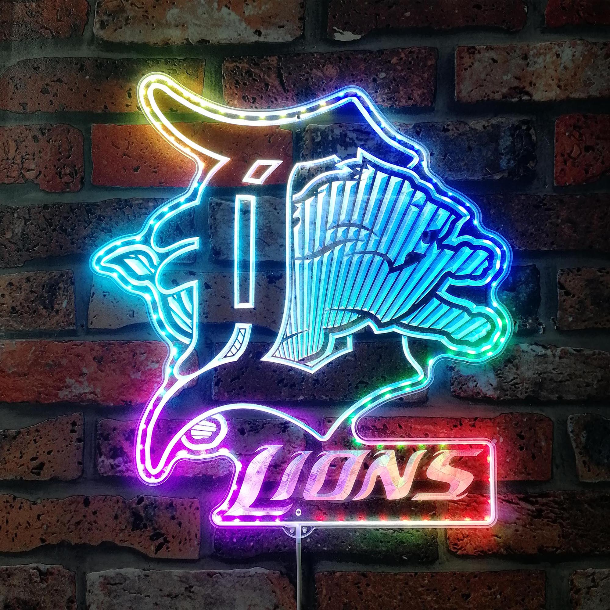 Detroit Lions Dynamic RGB Edge Lit LED Sign