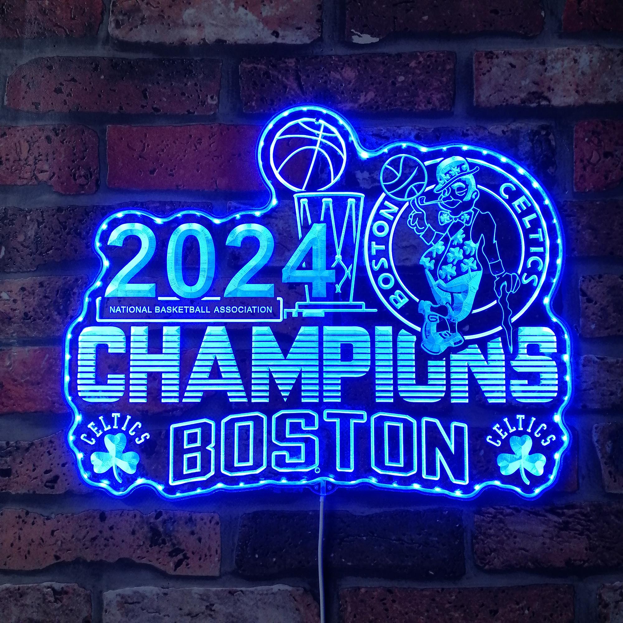 Boston Celtics 2024 Champions NBA Dynamic RGB Edge Lit LED Sign