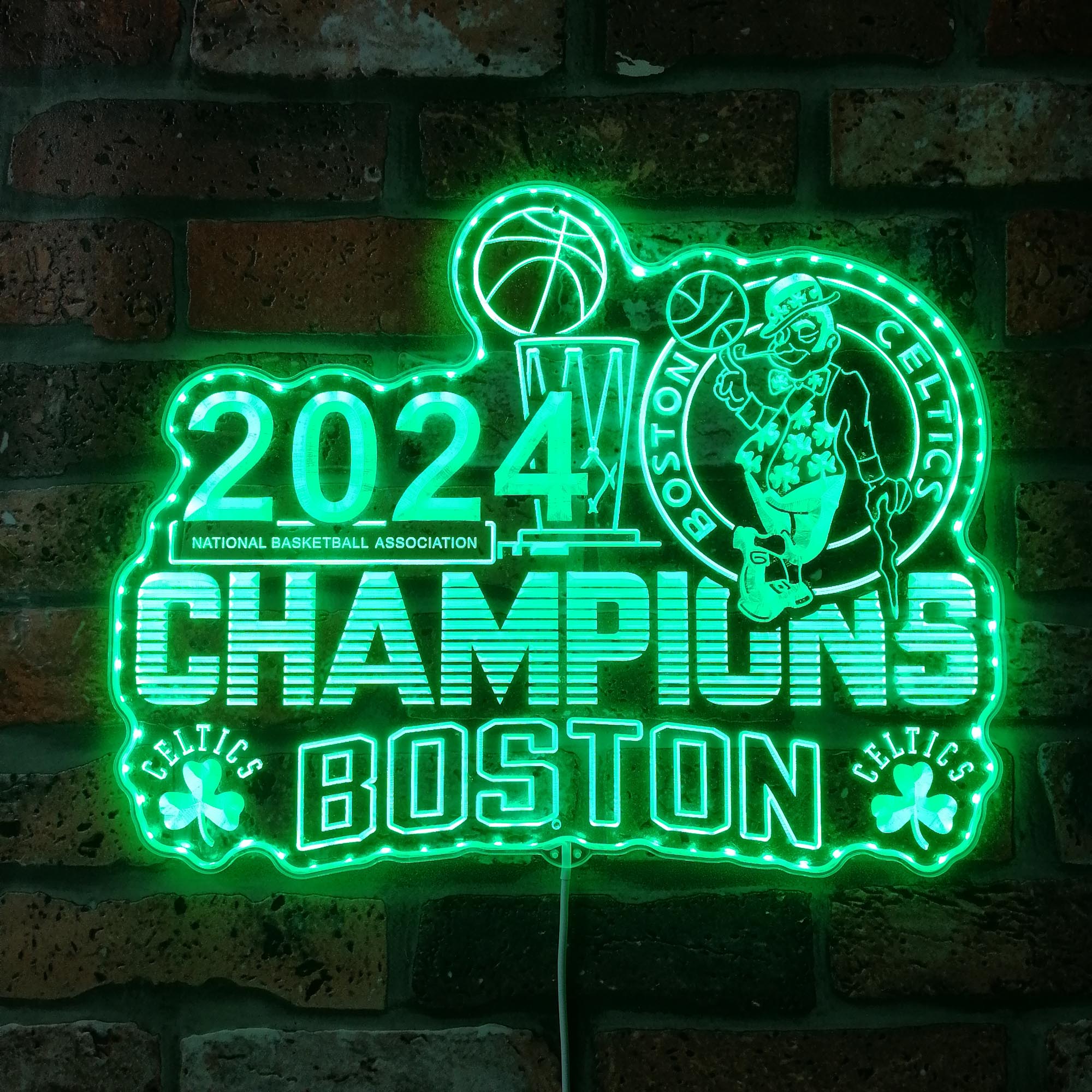 Boston Celtics 2024 Champions NBA Dynamic RGB Edge Lit LED Sign