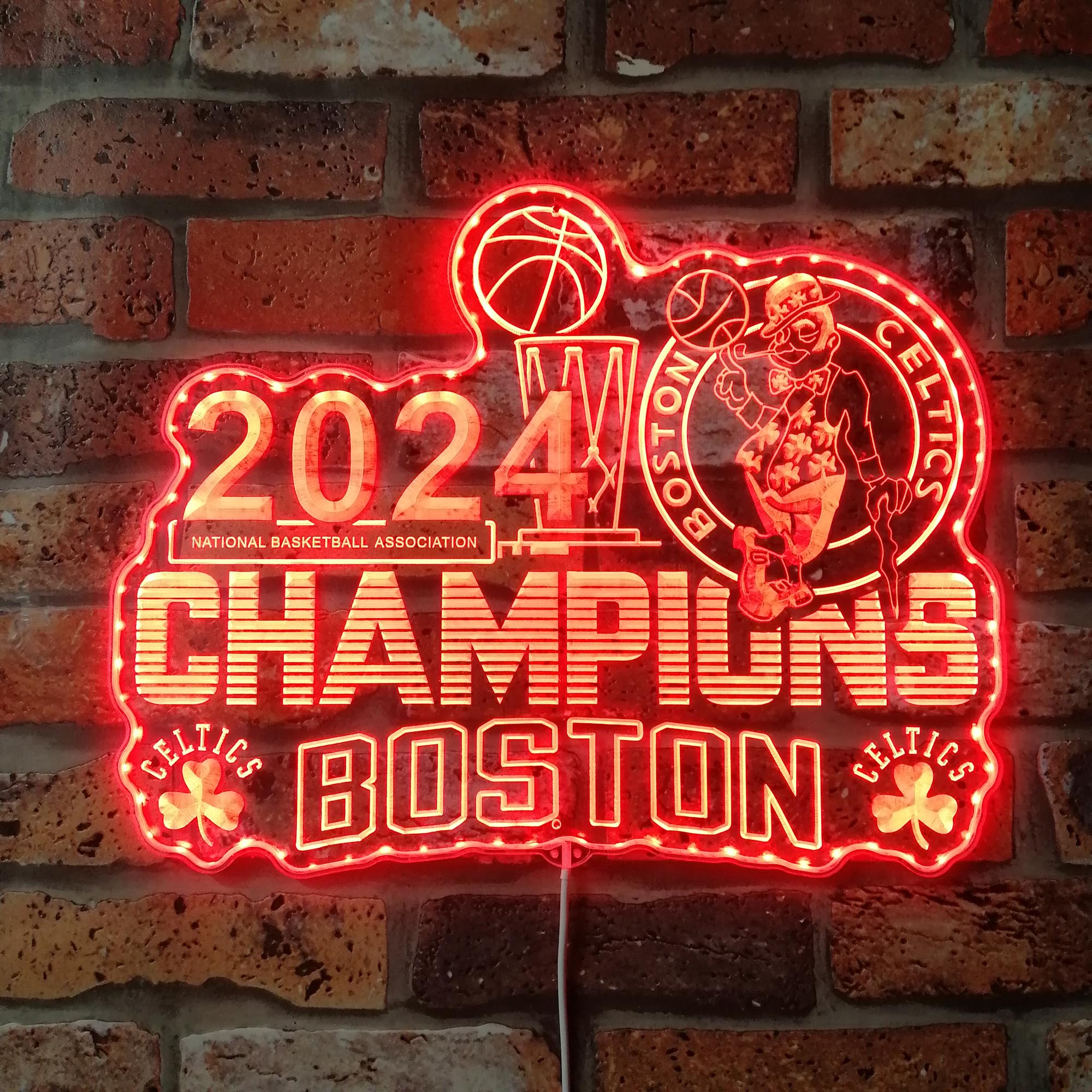 Boston Celtics 2024 Champions NBA Dynamic RGB Edge Lit LED Sign