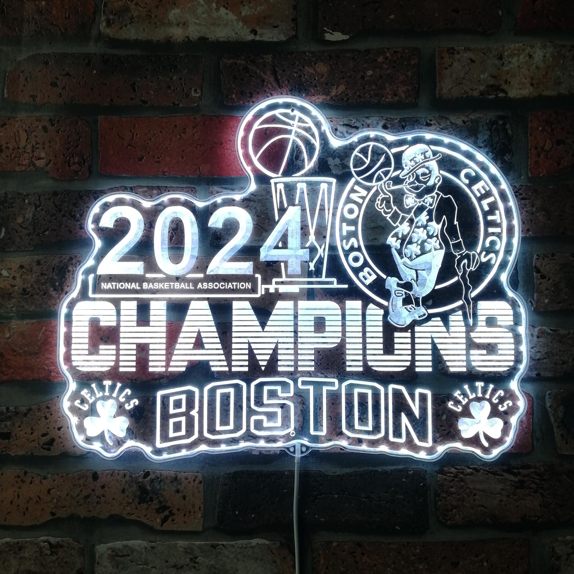 Boston Celtics 2024 Champions NBA Dynamic RGB Edge Lit LED Sign