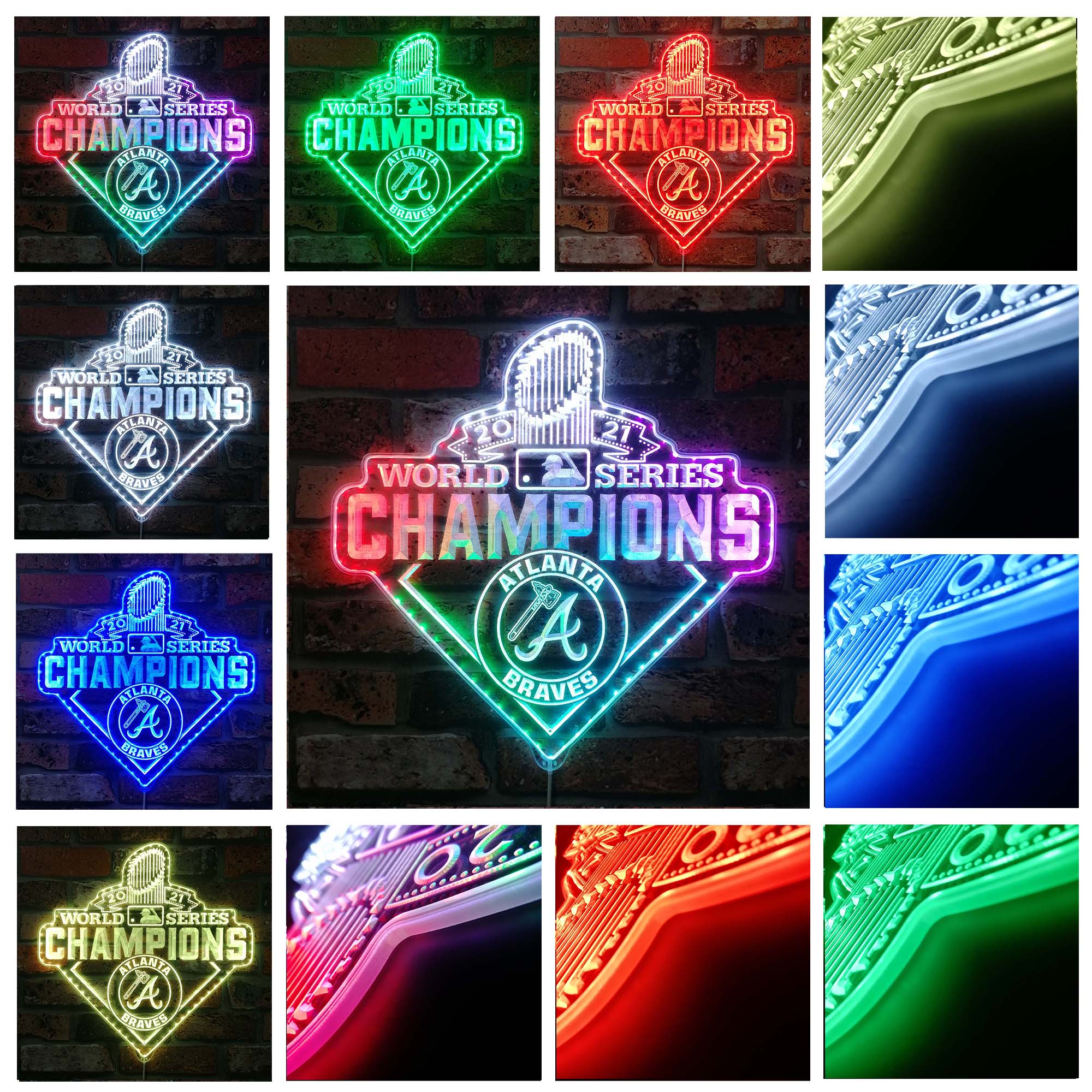 Atlantia Braves 2021 world champions Dynamic RGB Edge Lit LED Sign