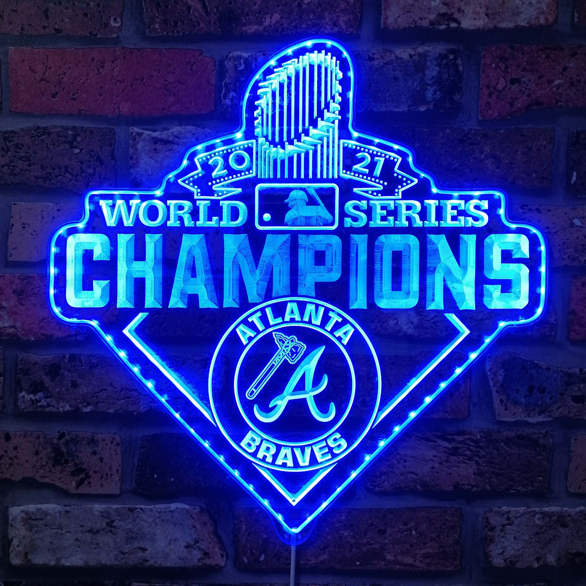 Atlantia Braves 2021 world champions Dynamic RGB Edge Lit LED Sign