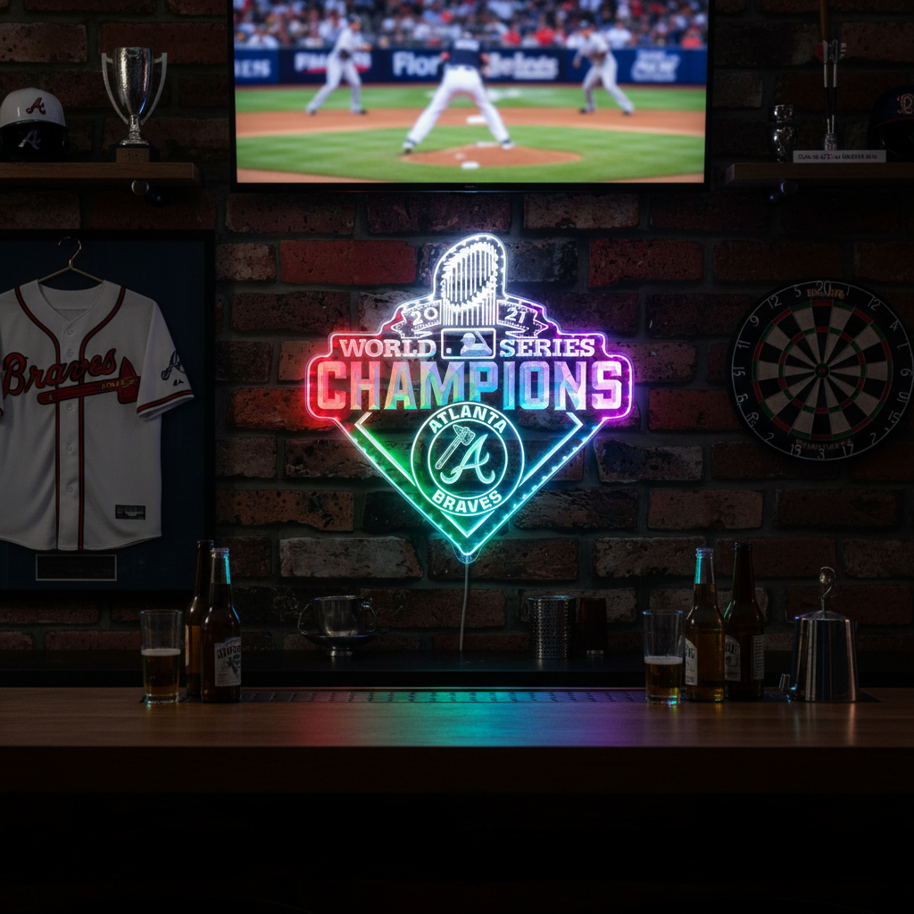 Atlanta Braves 2021 world champions Neon RGB Edge Lit LED Sign