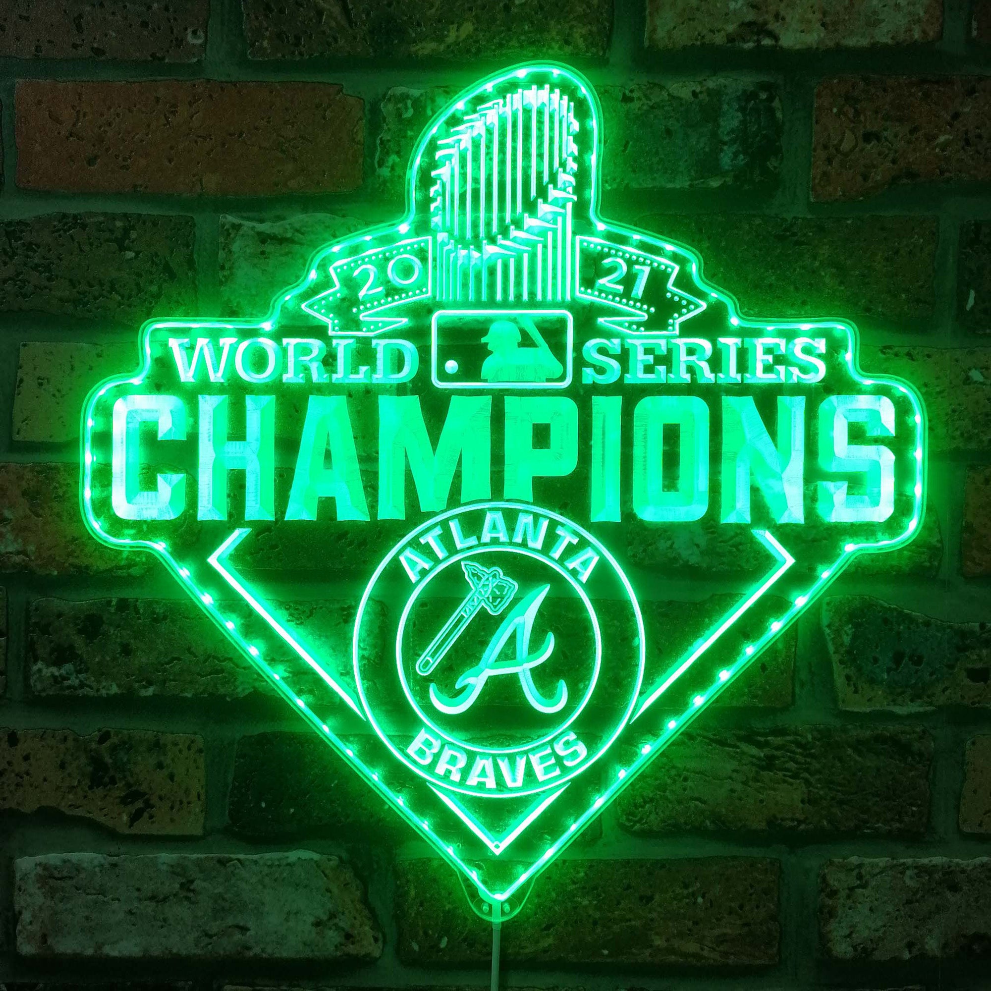 Atlantia Braves 2021 world champions Dynamic RGB Edge Lit LED Sign