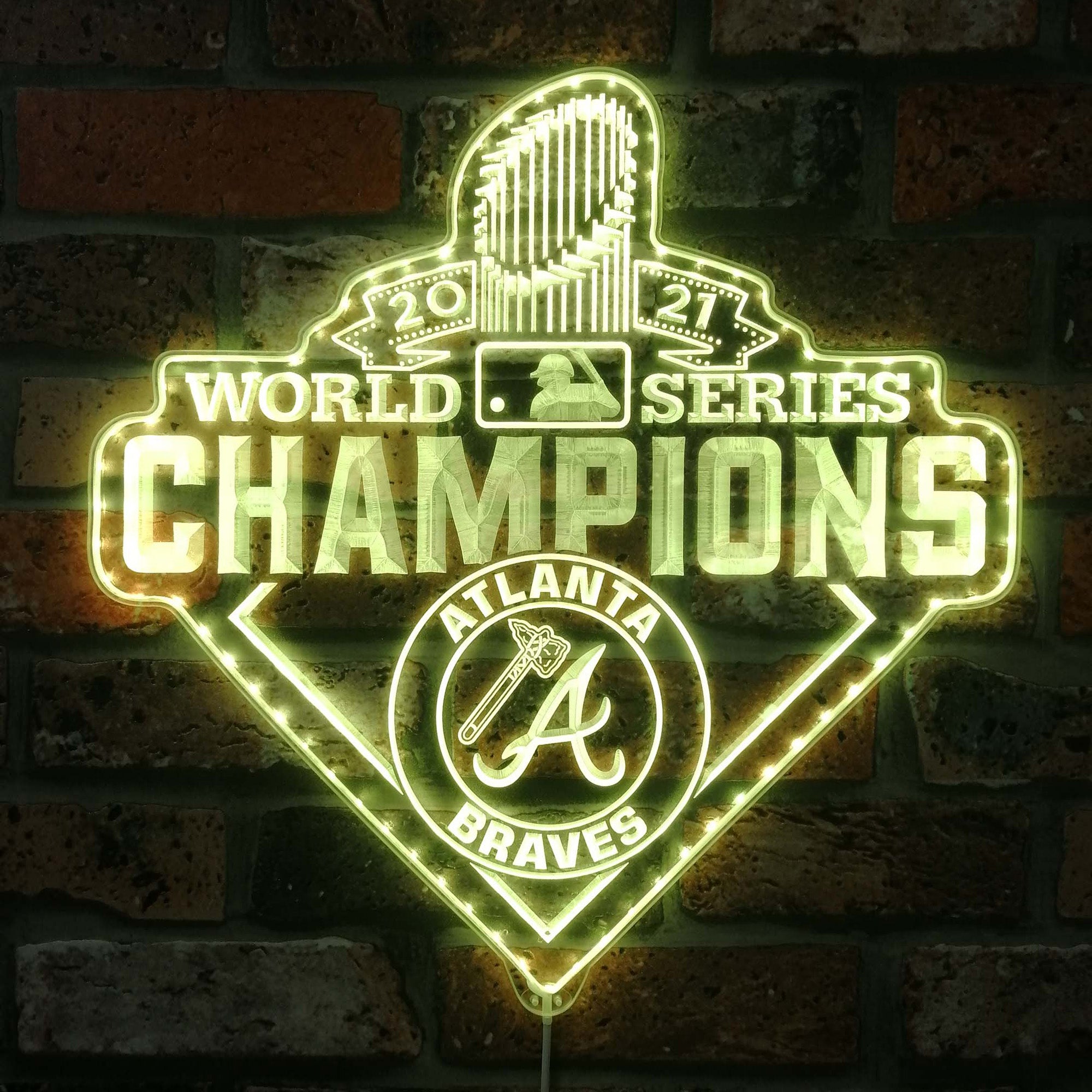 Atlantia Braves 2021 world champions Dynamic RGB Edge Lit LED Sign