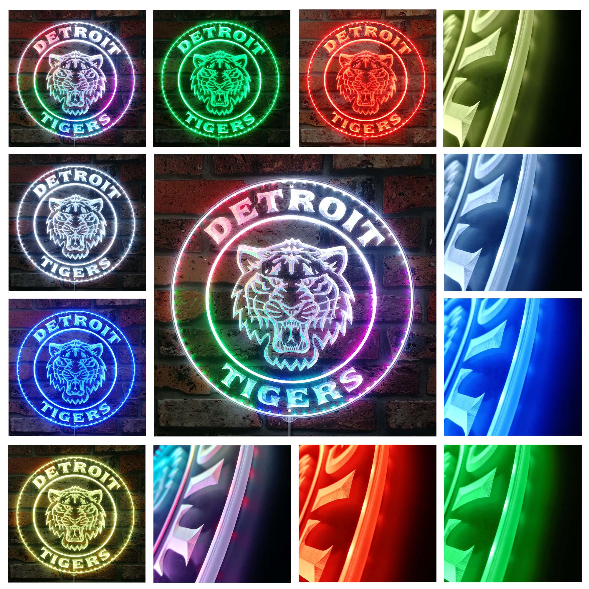 Detroit Tigers Baseball Dynamic RGB Edge Lit LED Sign