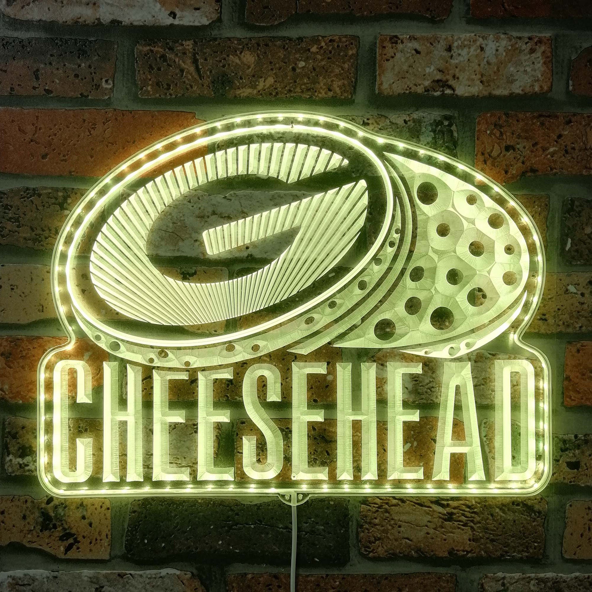 Greenbay packers CheeseHead Dynamic RGB Edge Lit LED Sign