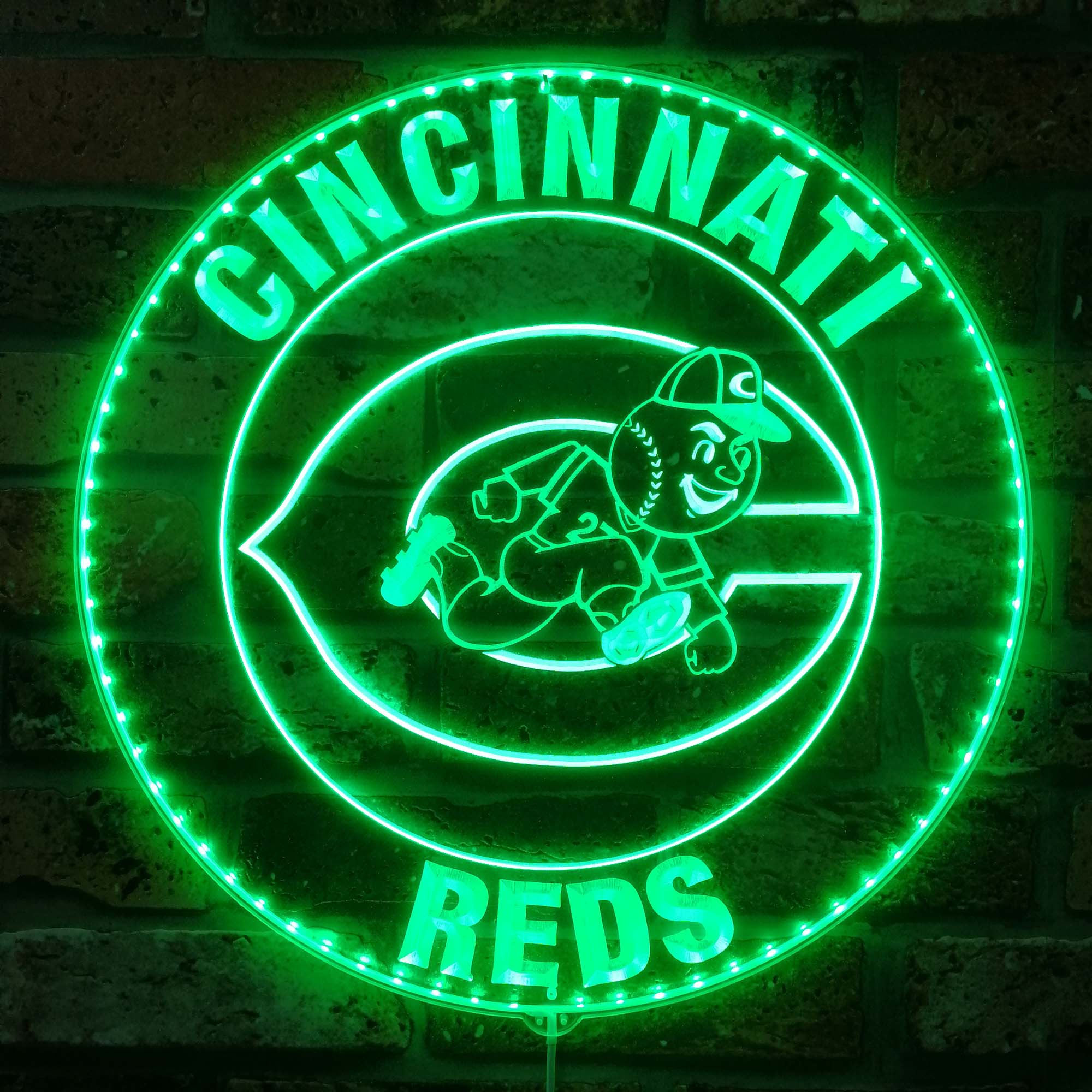 Cincinnati Reds logo Dynamic RGB Edge Lit LED Sign