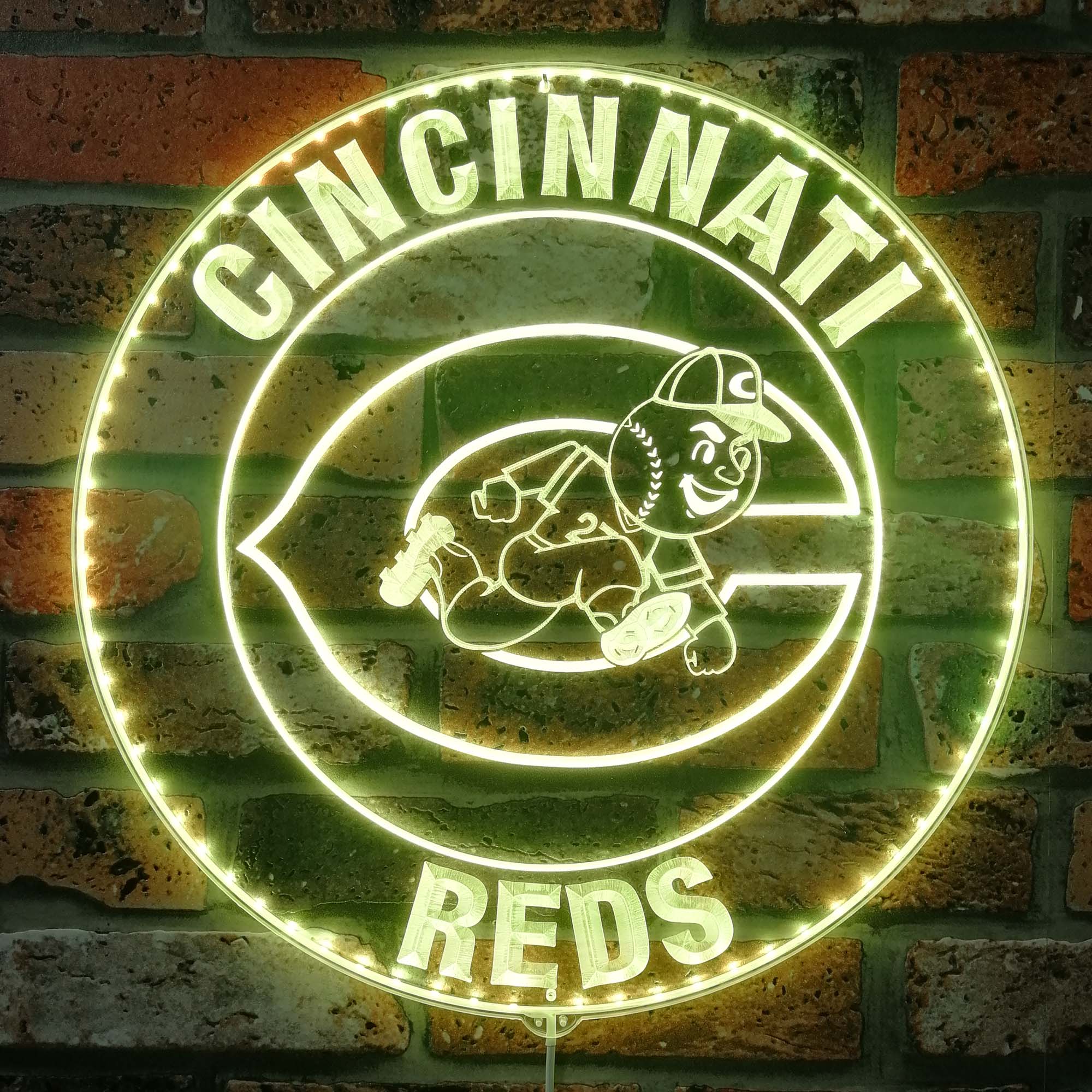 Cincinnati Reds logo Dynamic RGB Edge Lit LED Sign