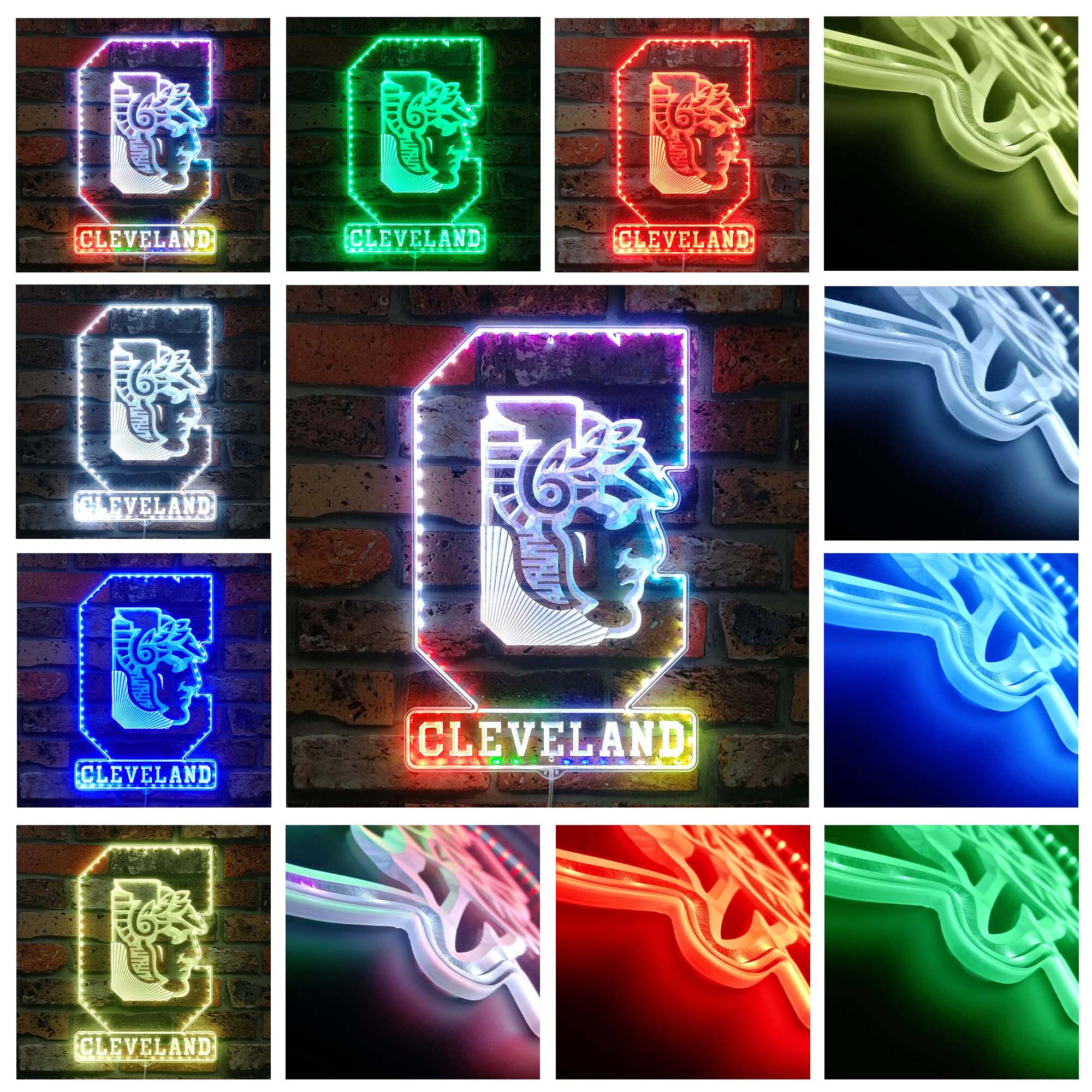 Cleveland Guardians C Monogram Dynamic RGB Edge Lit LED Sign