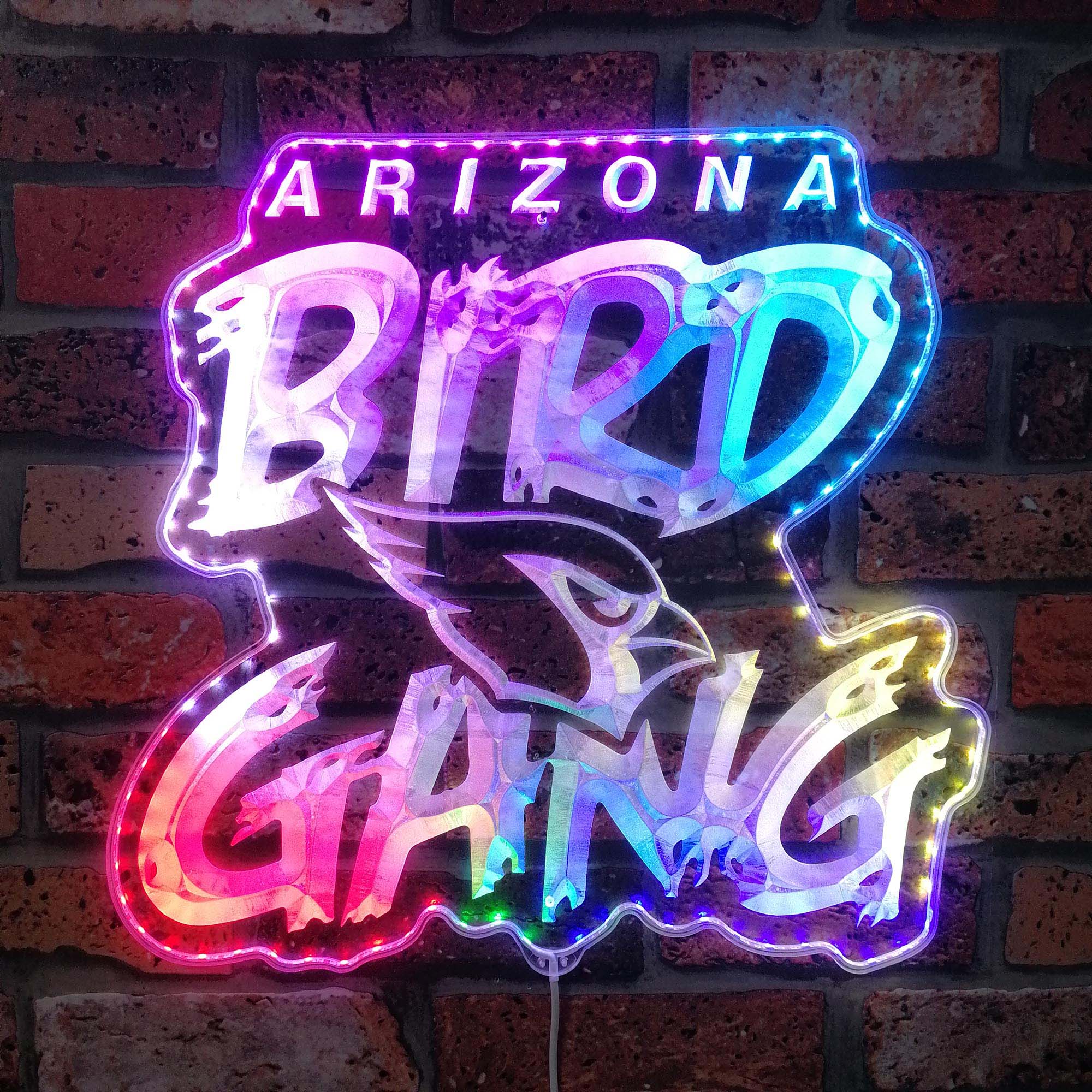 Arizona Cardinals BIRD GANG Dynamic RGB Edge Lit LED Sign