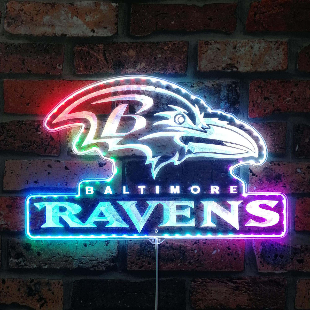 Baltimore Ravens Bar Dynamic RGB Edge Lit LED Sign | PROLEDSIGN