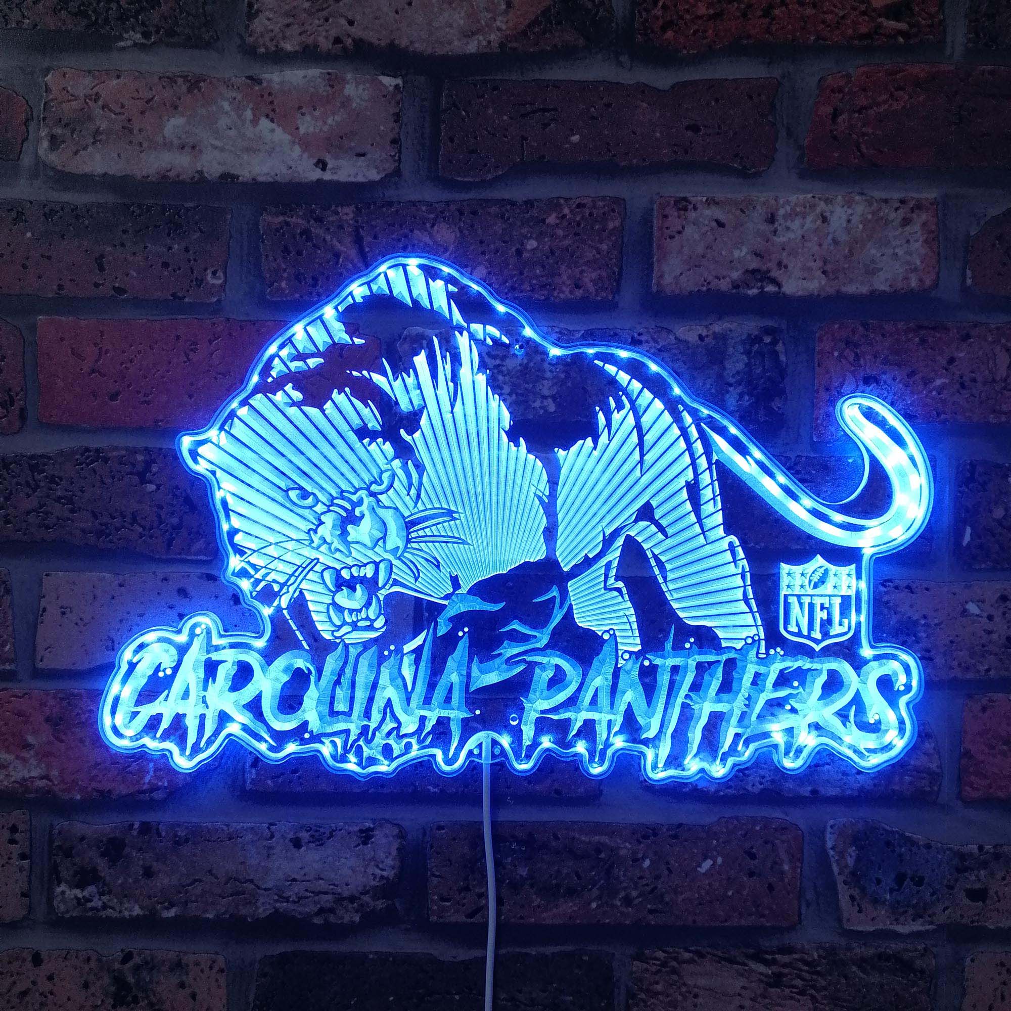 Carolina Panthers PANTHER on the Prowl Dynamic RGB Edge Lit LED Sign