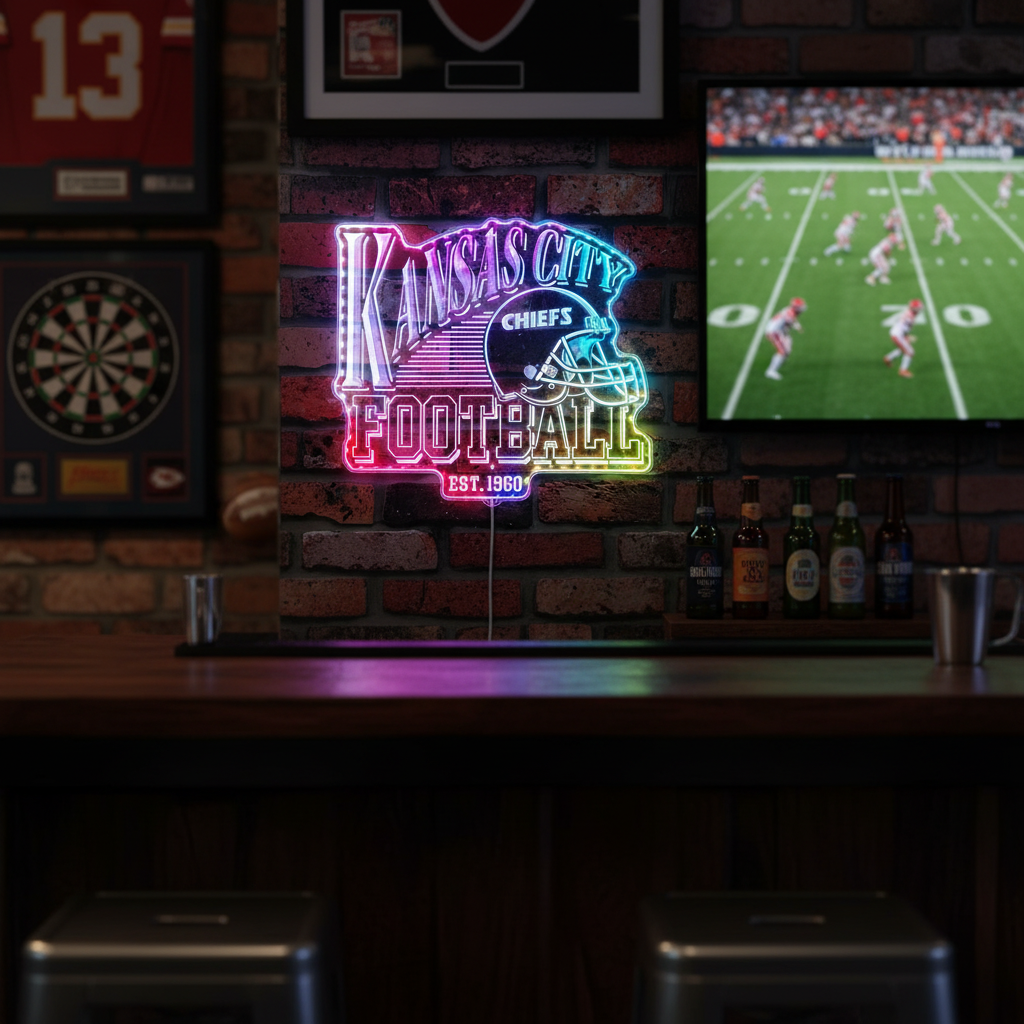 Kansas City Chiefs football Neon RGB Edge Lit LED Sign