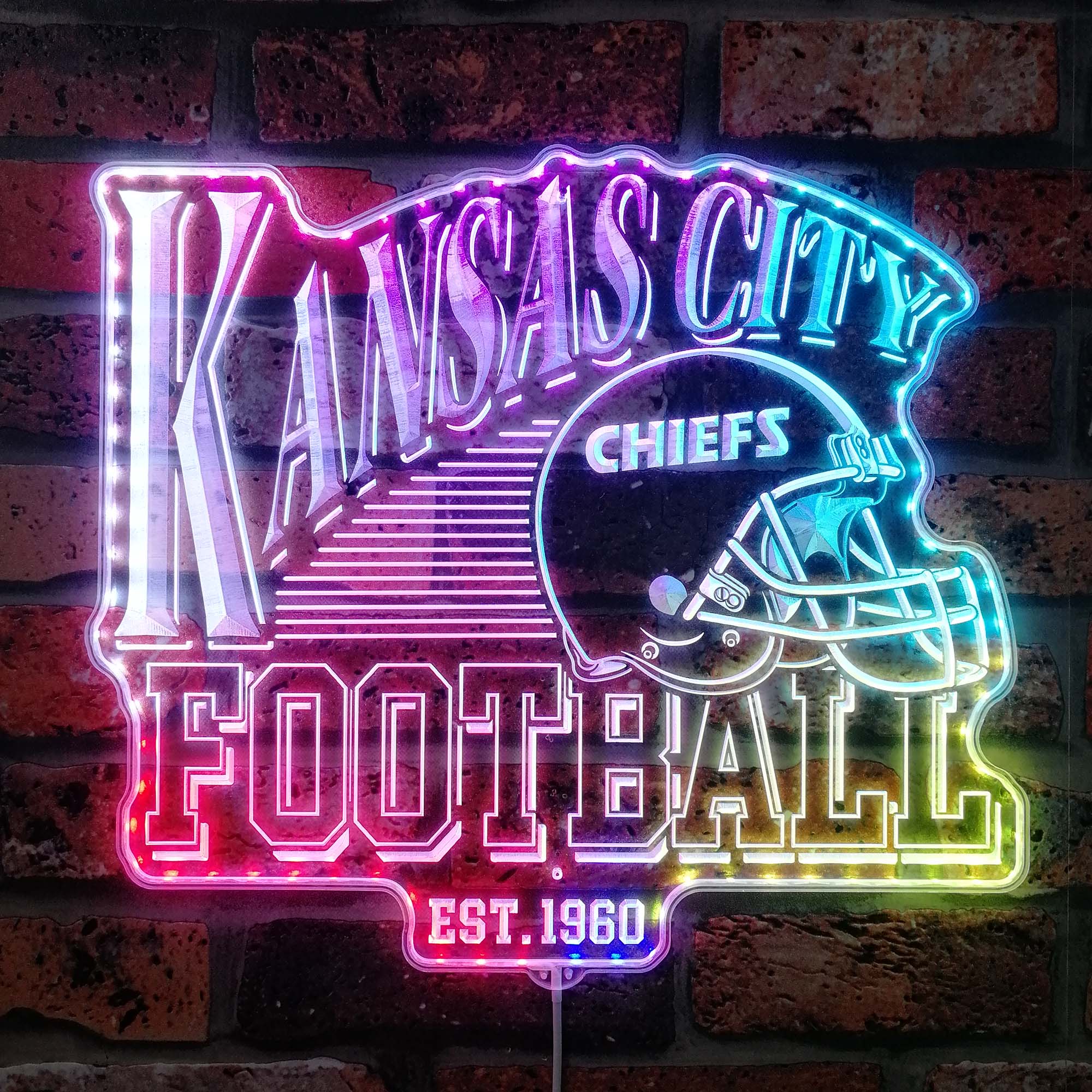 Kansas City Chiefs football Dynamic RGB Edge Lit LED Sign