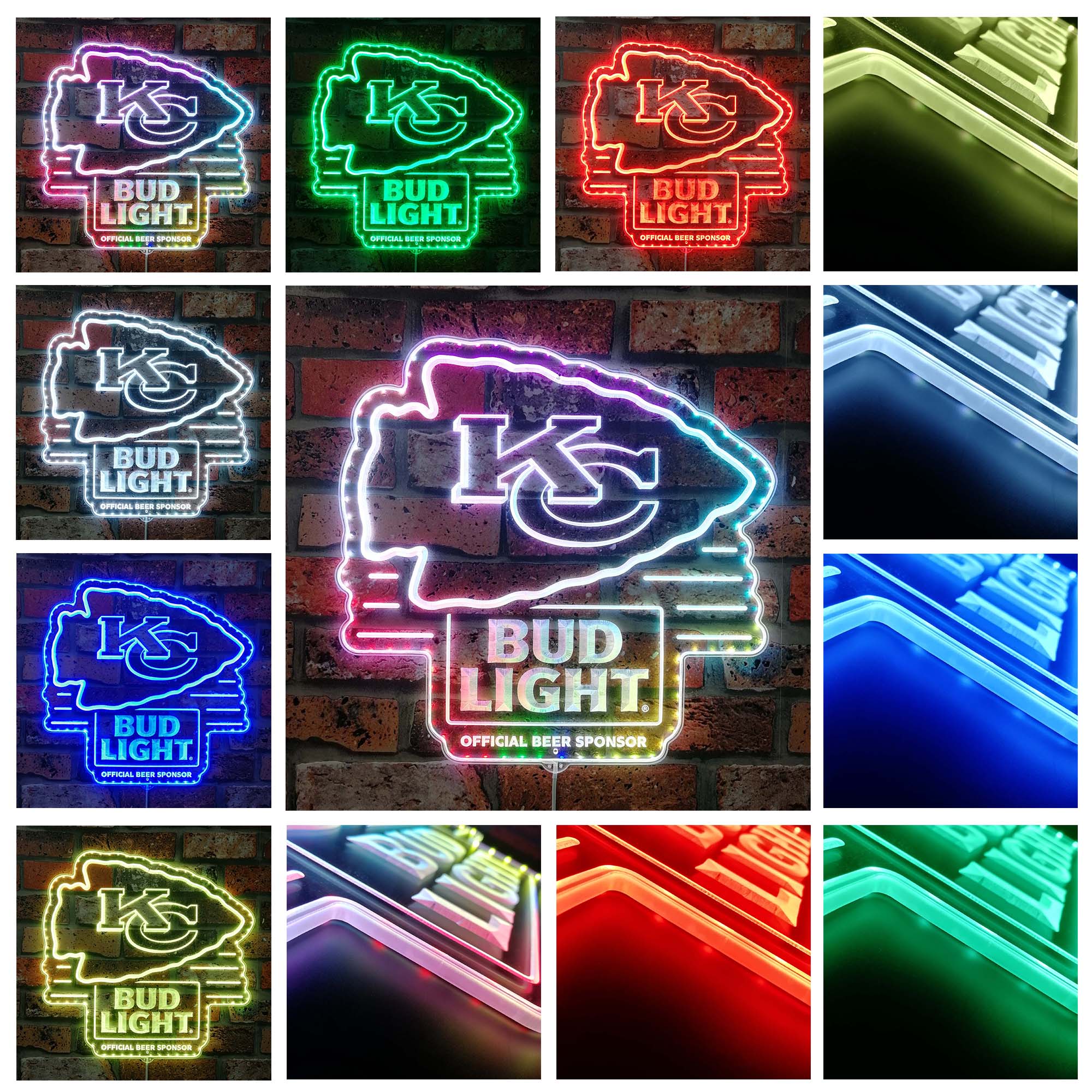 Kansas City Chiefs Bud Light Dynamic RGB Edge Lit LED Sign