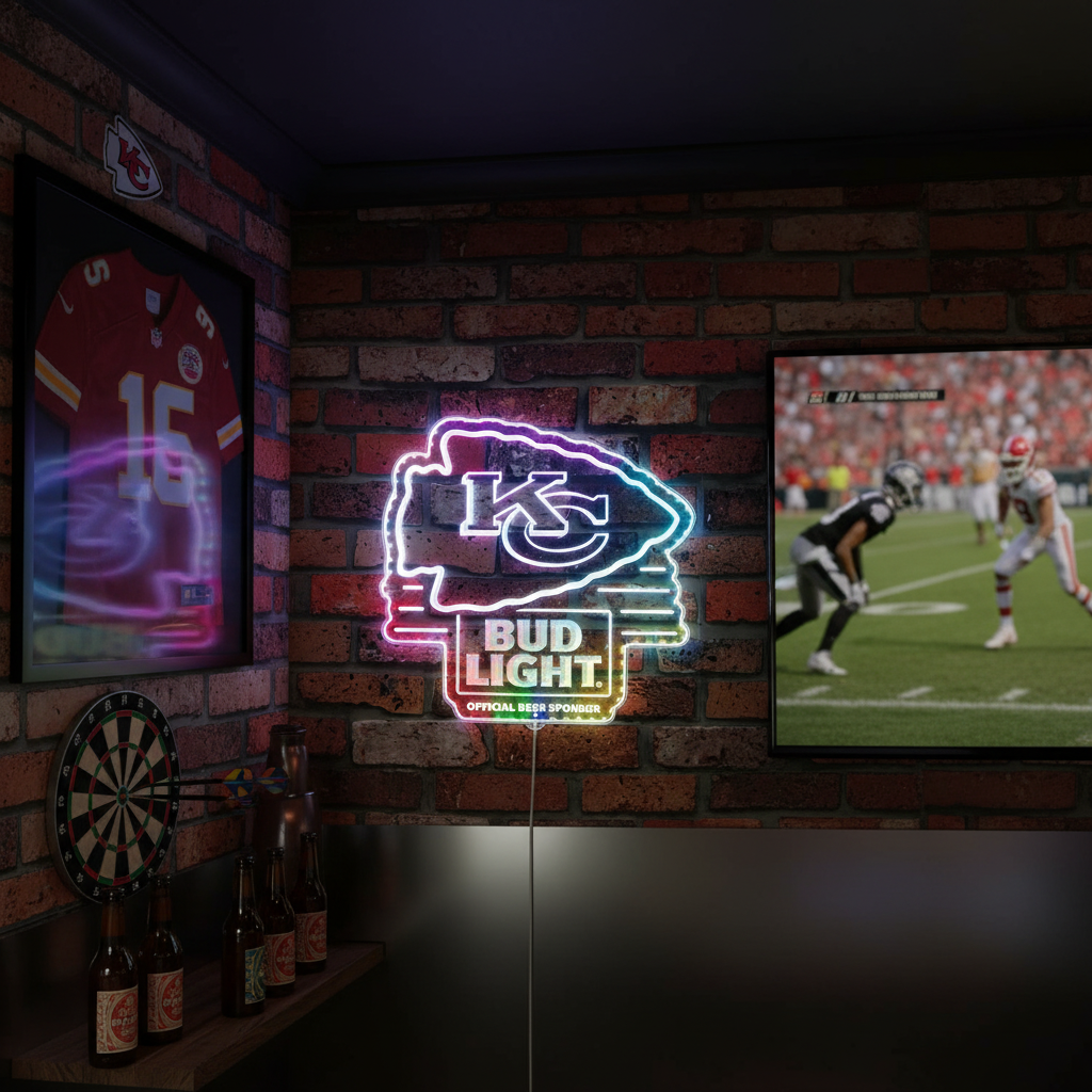 Kansas City Chiefs Bud Light Neon RGB Edge Lit LED Sign