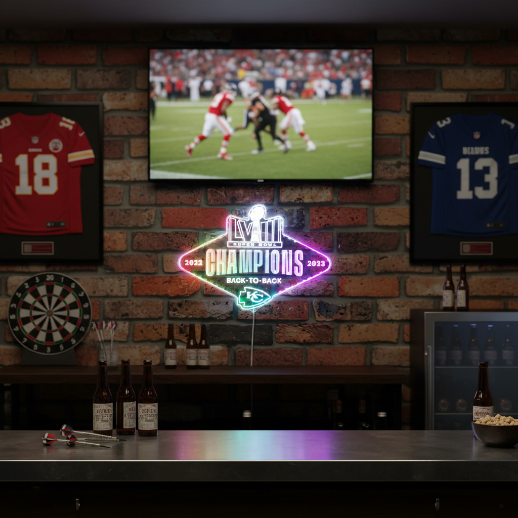 Kansas City Chiefs Back to Back Neon RGB Edge Lit LED Sign