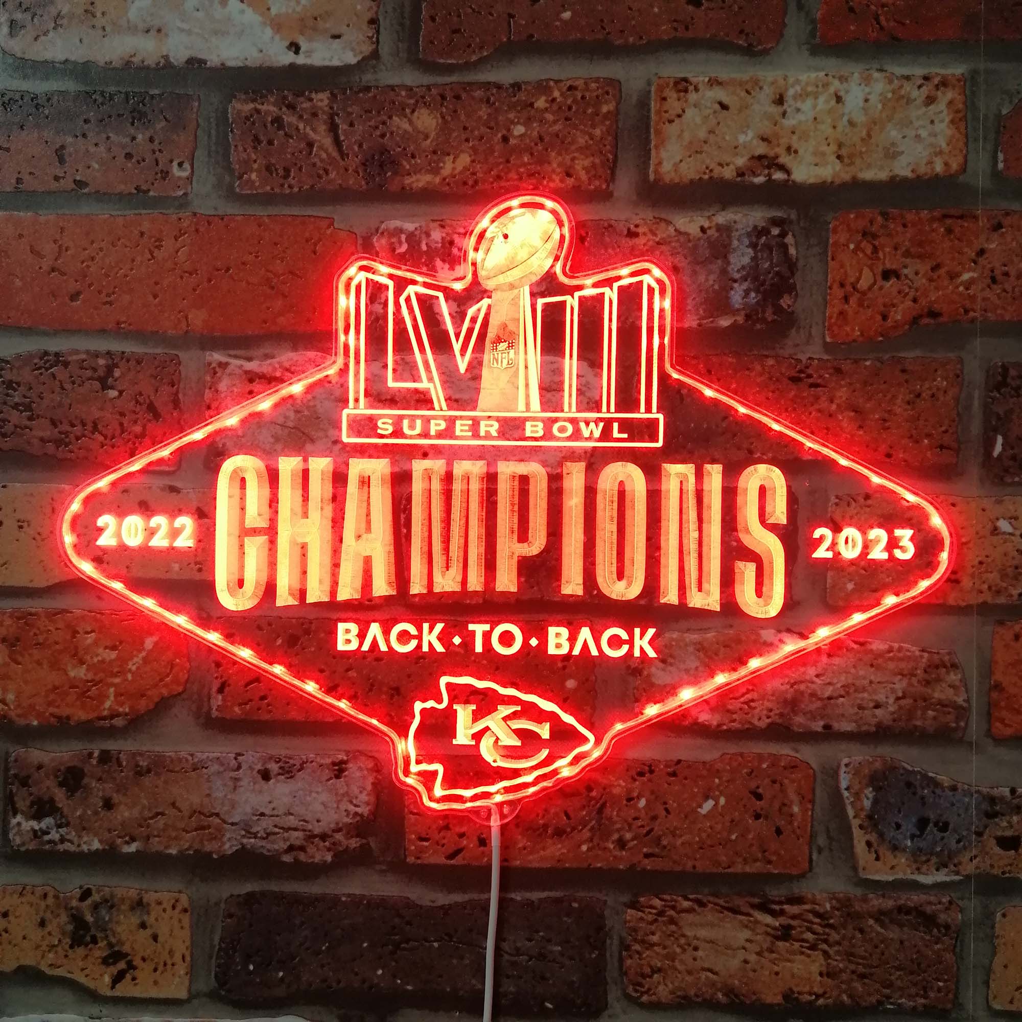 Kansas City Chiefs Back to Back Dynamic RGB Edge Lit LED Sign