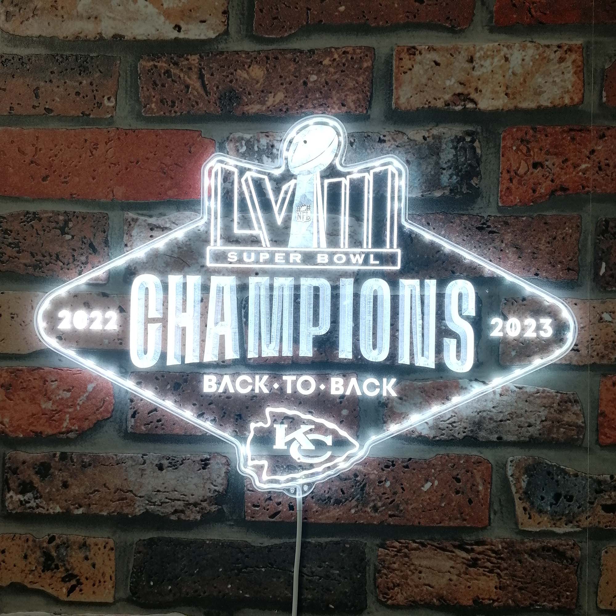 Kansas City Chiefs Back to Back Dynamic RGB Edge Lit LED Sign