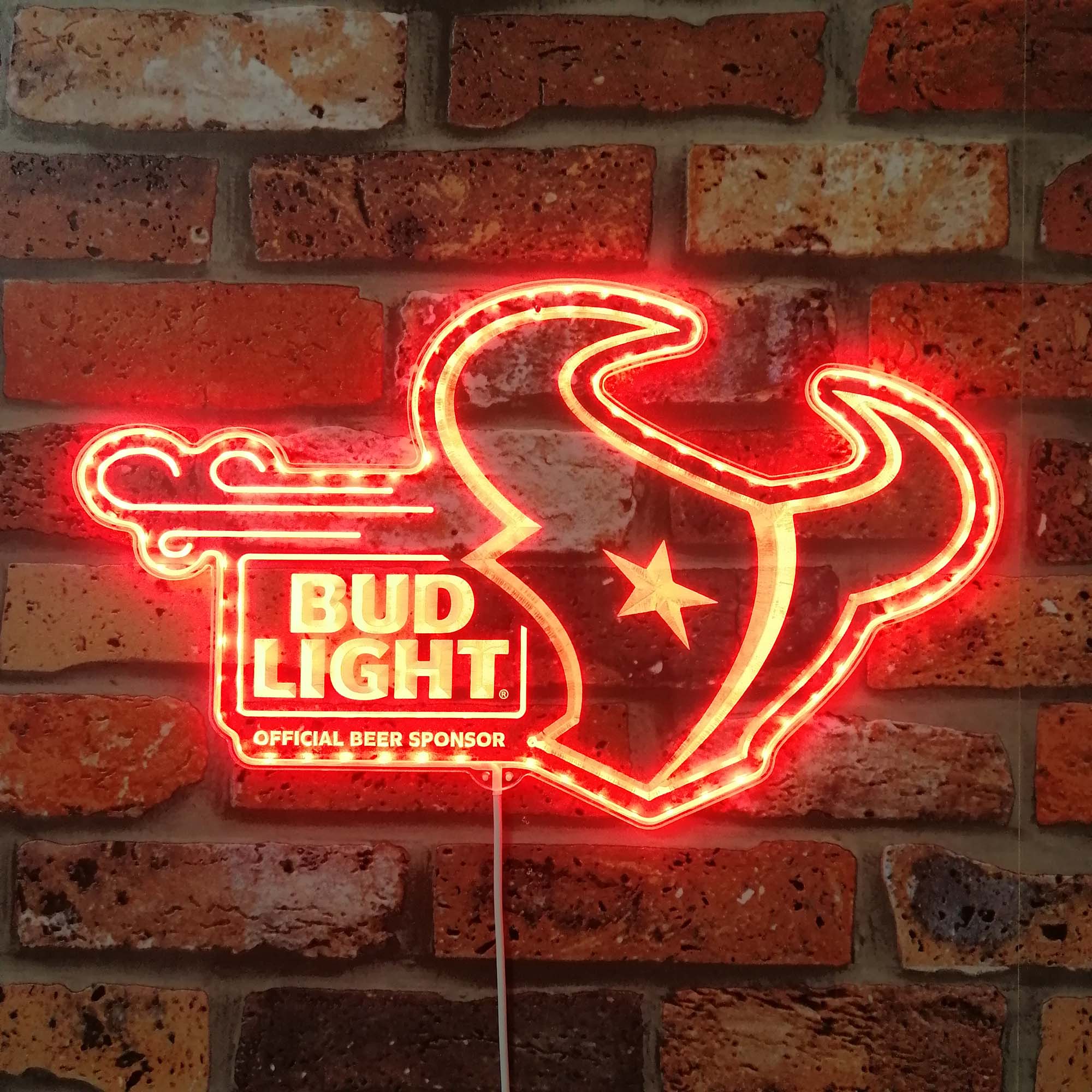 Houston Texans bud light Dynamic RGB Edge Lit LED Sign