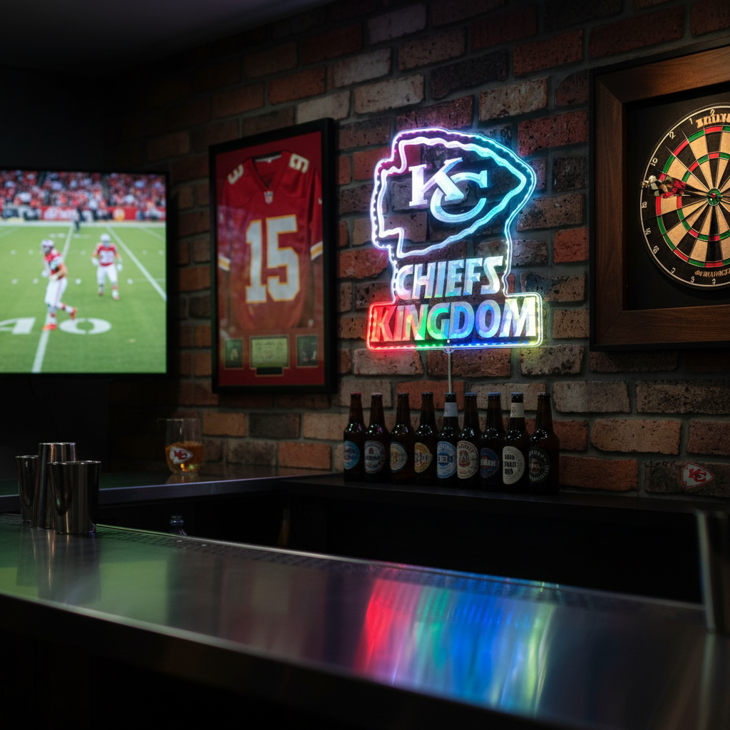 Kansas City chiefs Kingdom Neon RGB Edge Lit LED Sign