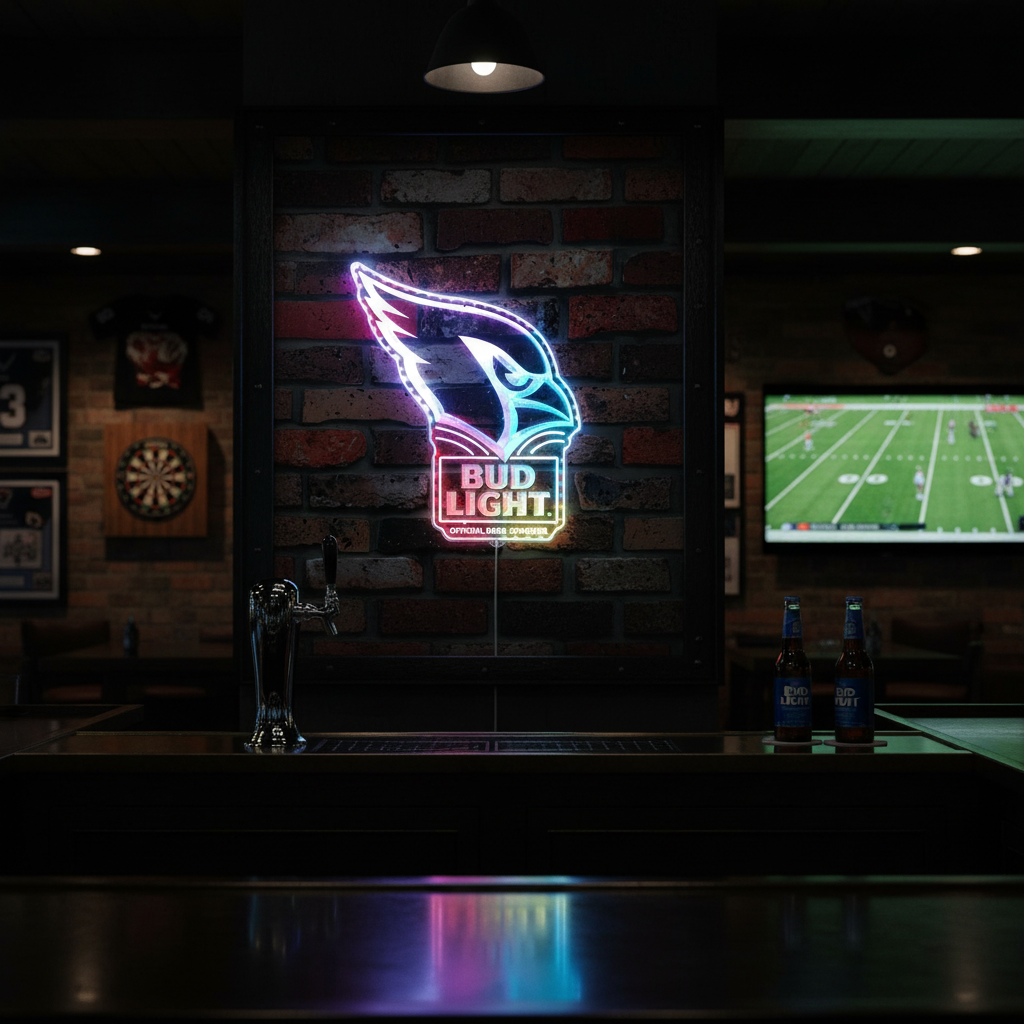 Bud Light & Arizona Cardinals Neon RGB Edge Lit LED Sign