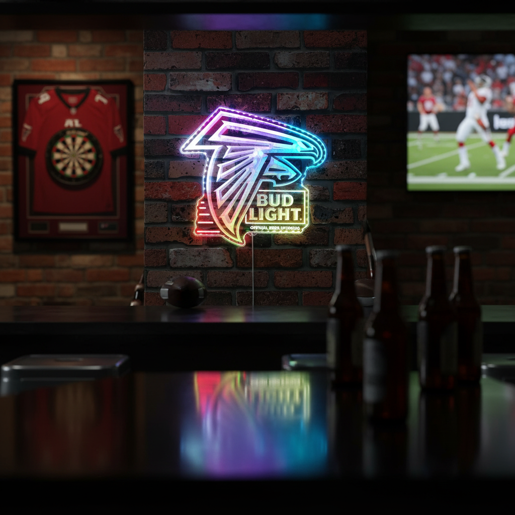 Bud Light & Atlanta Falcons Neon RGB Edge Lit LED Sign