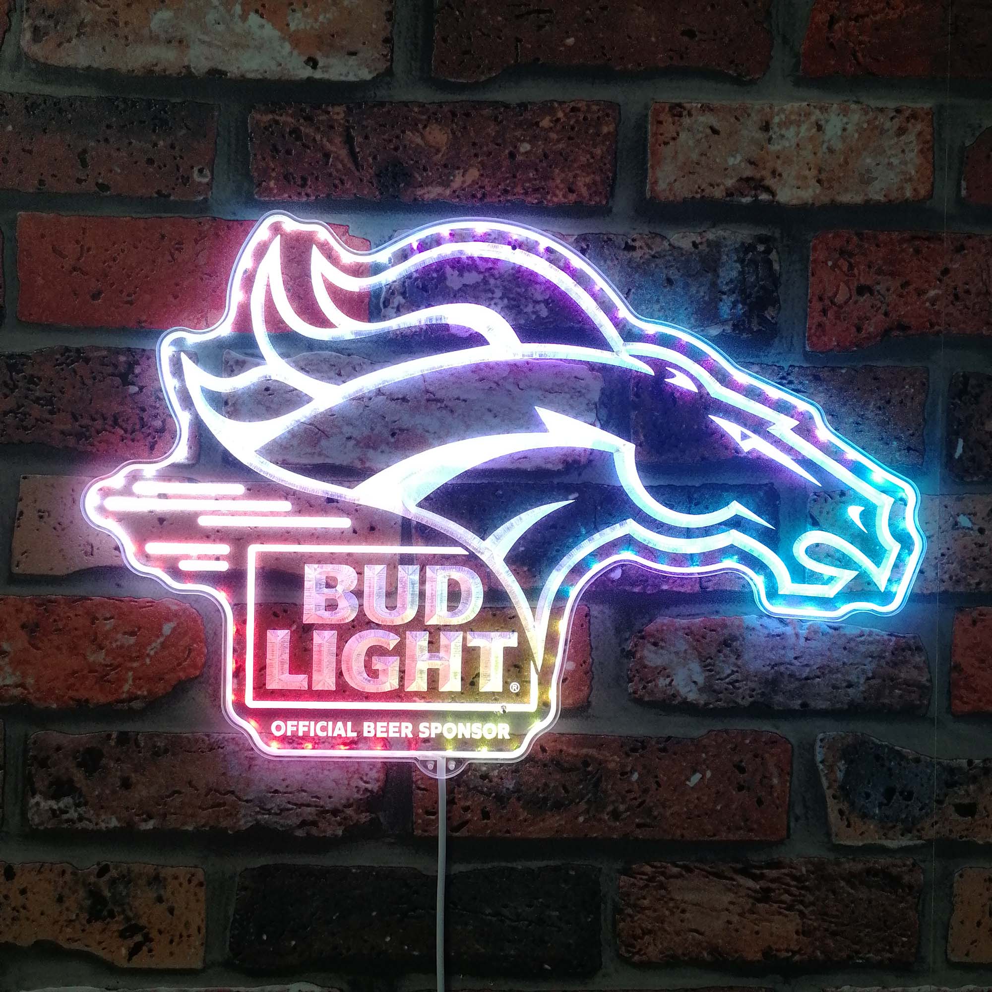 Bud Light & Denver Broncos Dynamic RGB Edge Lit LED Sign