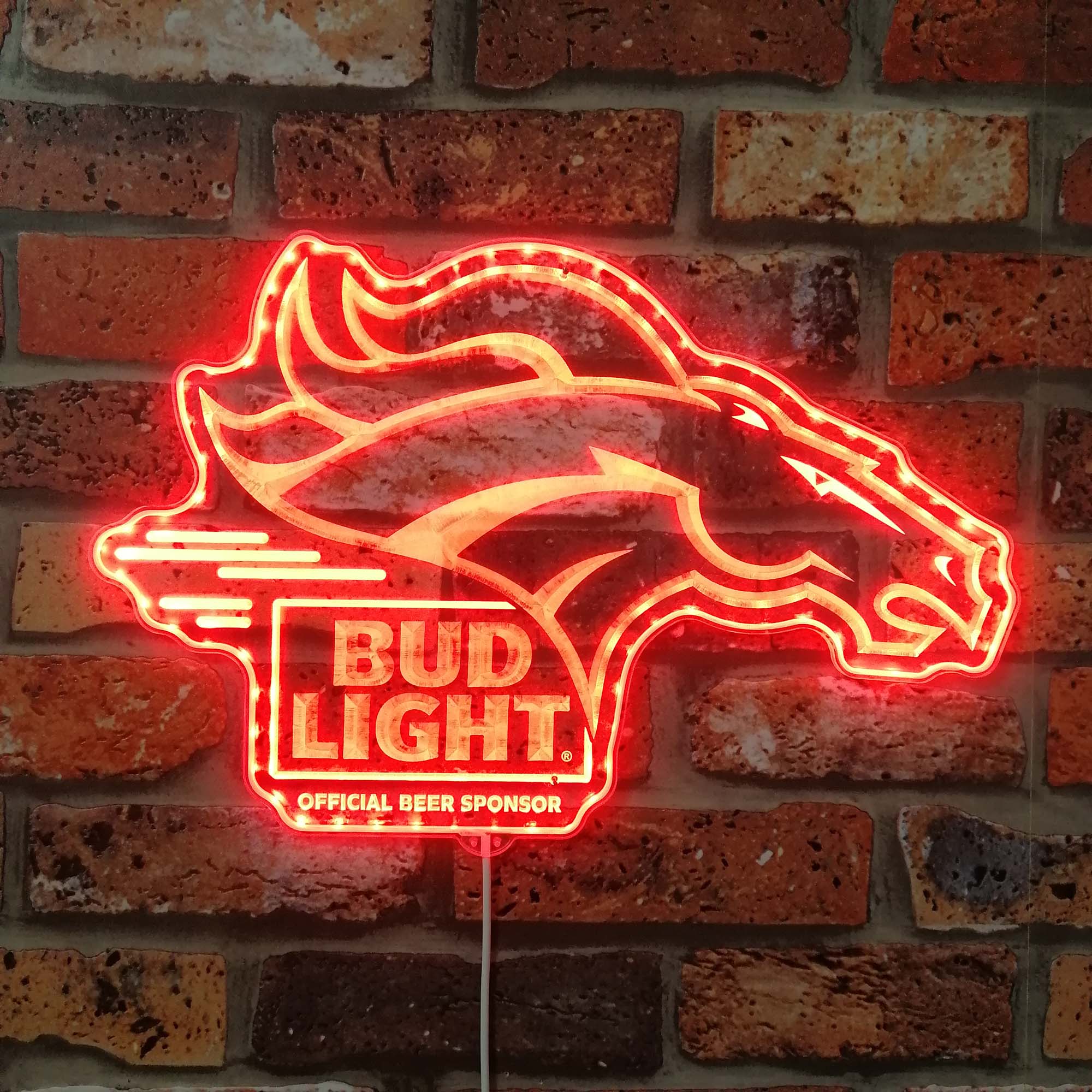 Bud Light & Denver Broncos Dynamic RGB Edge Lit LED Sign