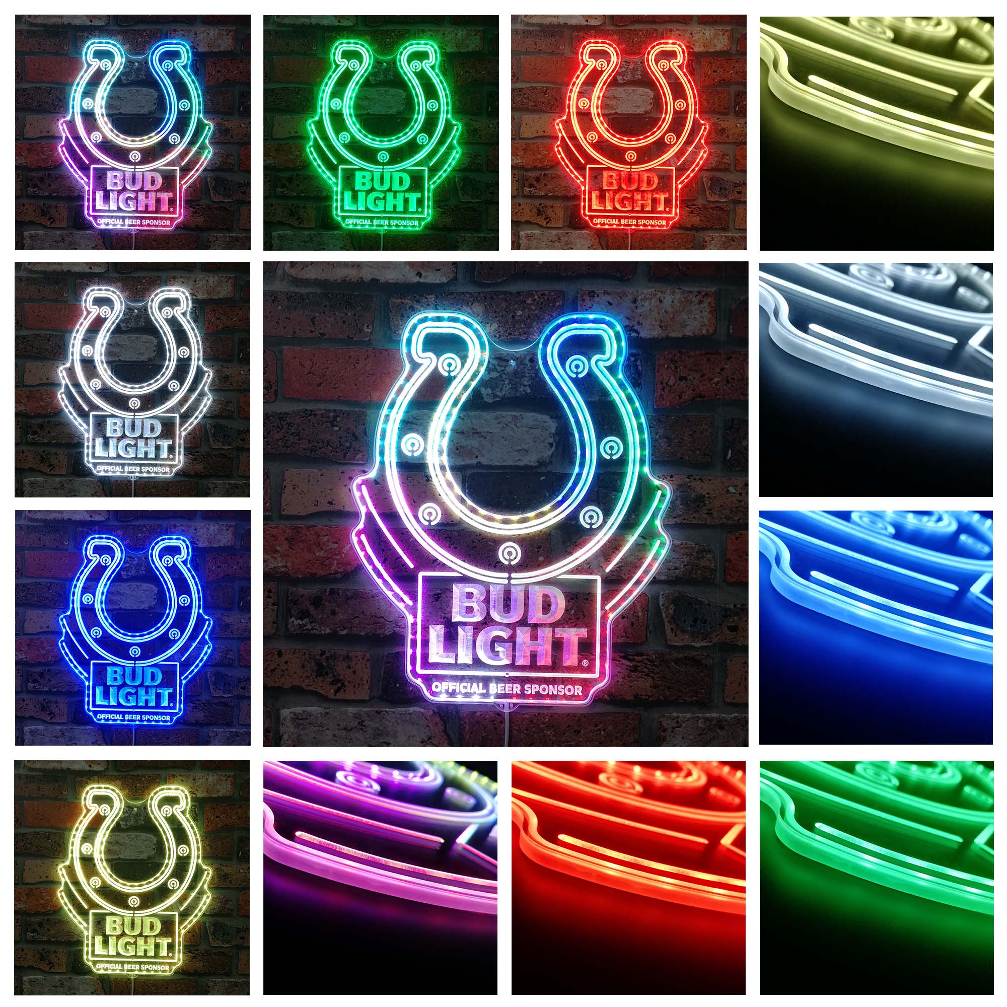 Bud Light & Indianapolis Colts Dynamic RGB Edge Lit LED Sign