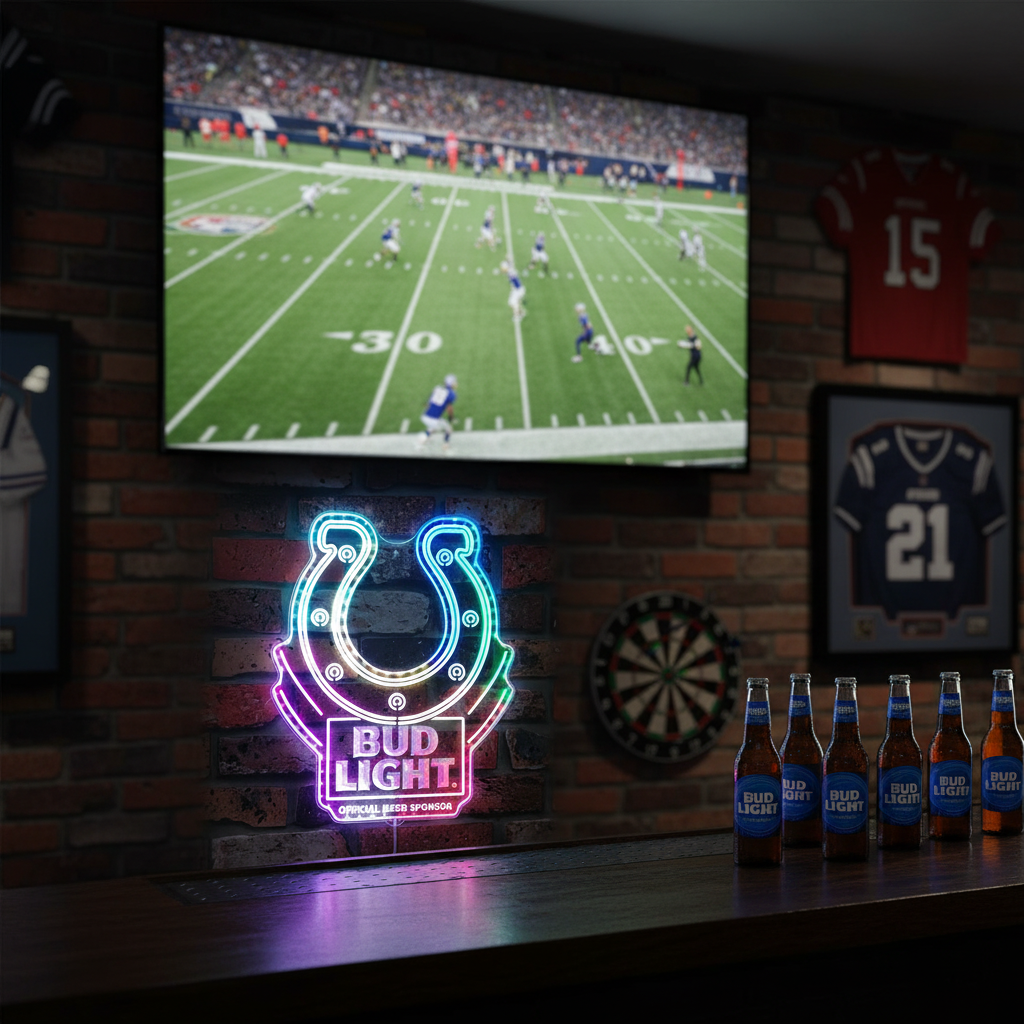 Bud Light & Indianapolis Colts Neon RGB Edge Lit LED Sign