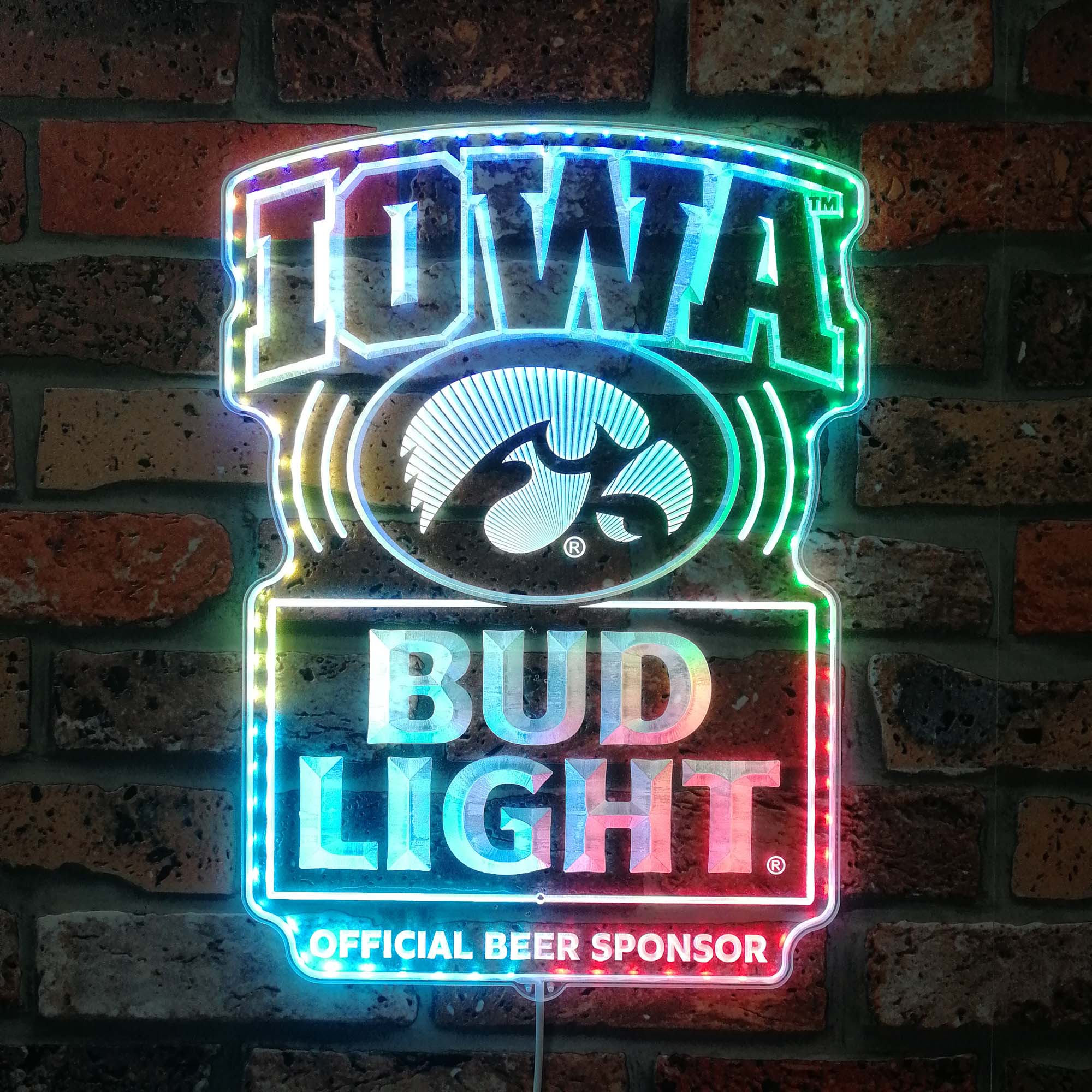 Bud Light & University of Iowa Hawkeyes Dynamic RGB Edge Lit LED Sign