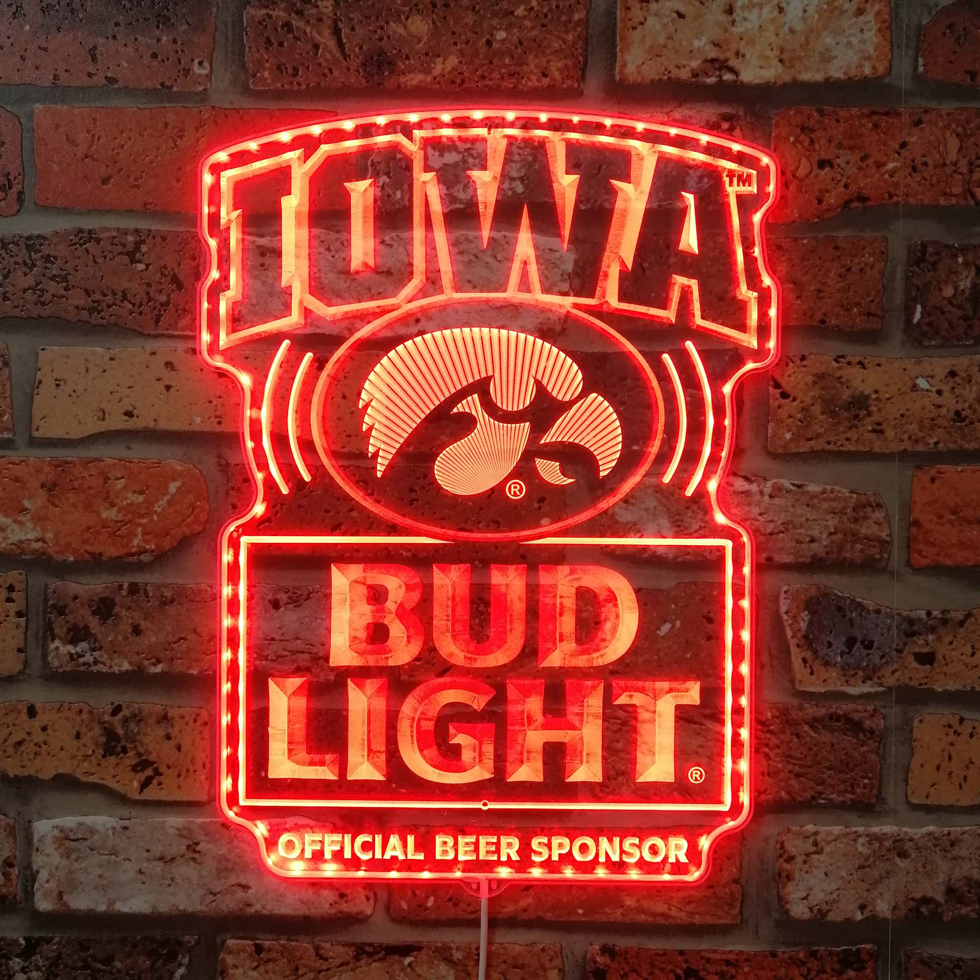 Bud Light & University of Iowa Hawkeyes Dynamic RGB Edge Lit LED Sign