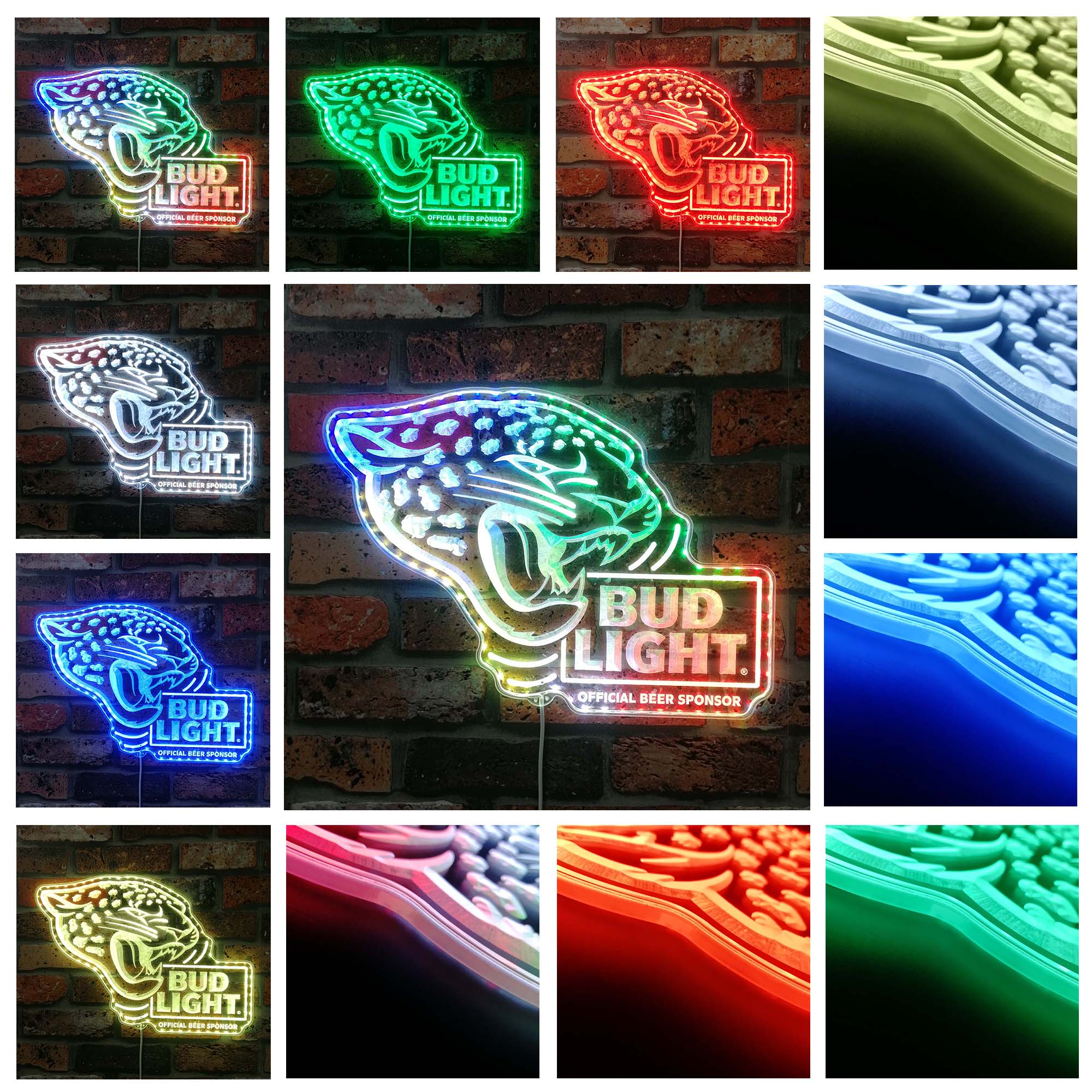 Bud Light & Jacksonville Jaguars Dynamic RGB Edge Lit LED Sign