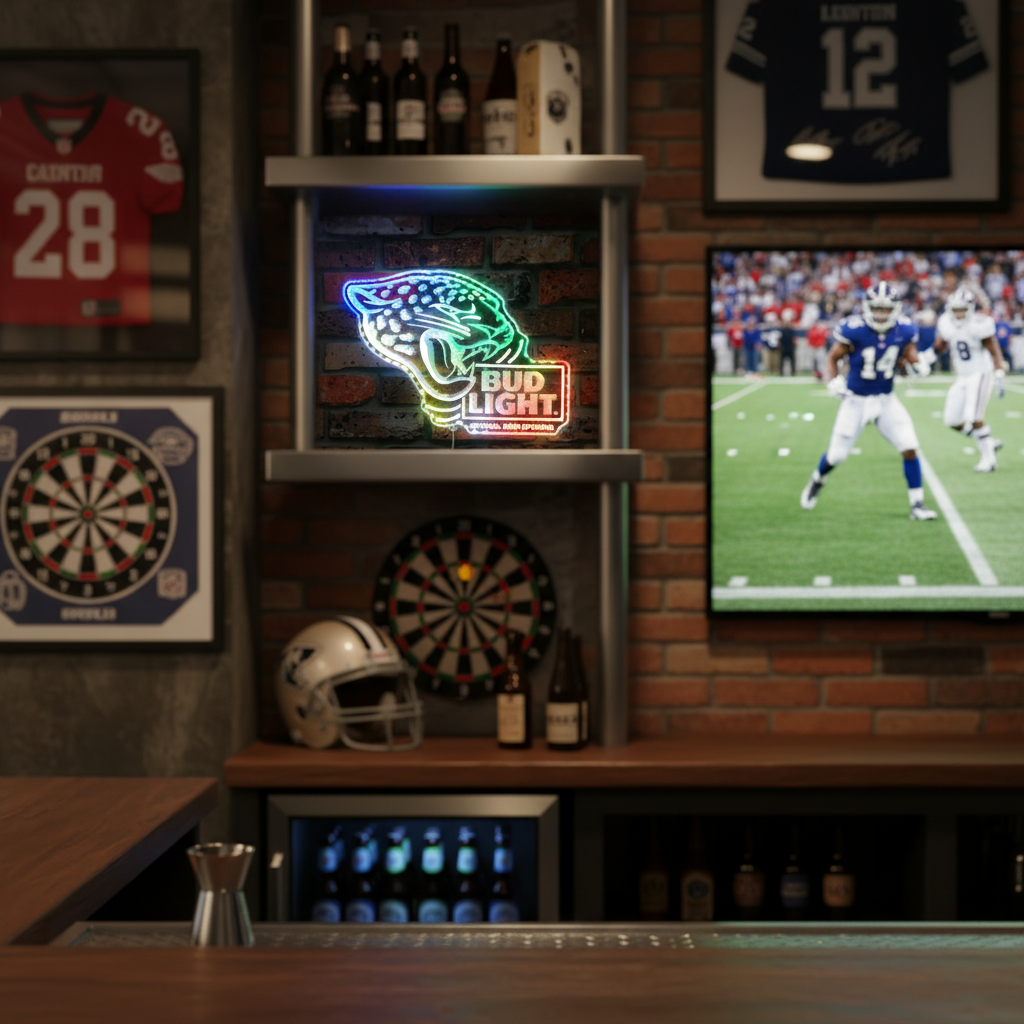 Bud Light & Jacksonville Jaguars Neon RGB Edge Lit LED Sign