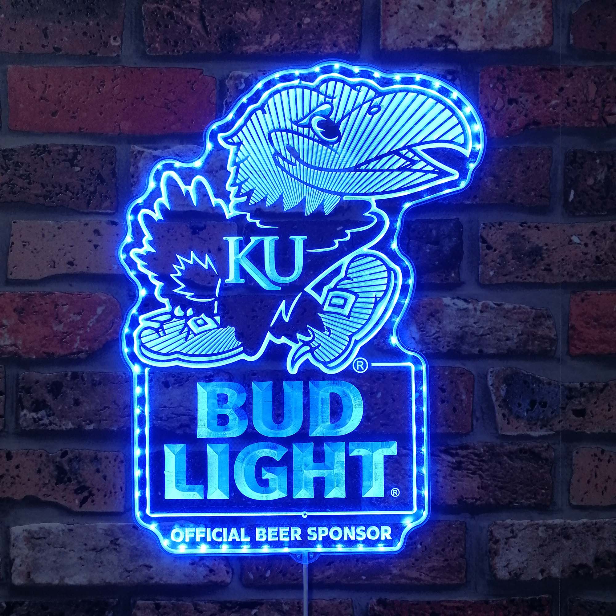 Bud Light & Kansas Jayhawks Dynamic RGB Edge Lit LED Sign