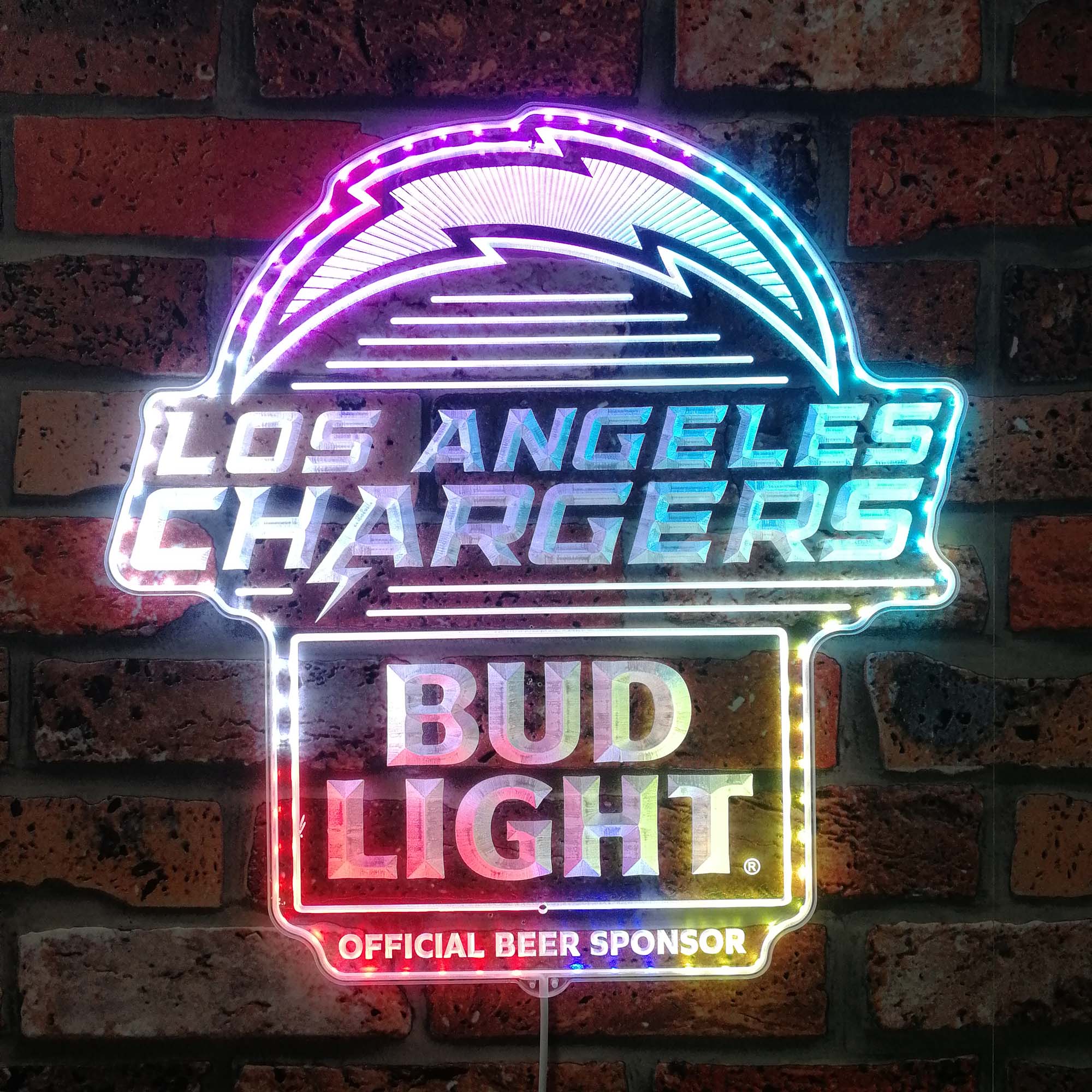 Bud Light & Los Angeles Chargers Dynamic RGB Edge Lit LED Sign