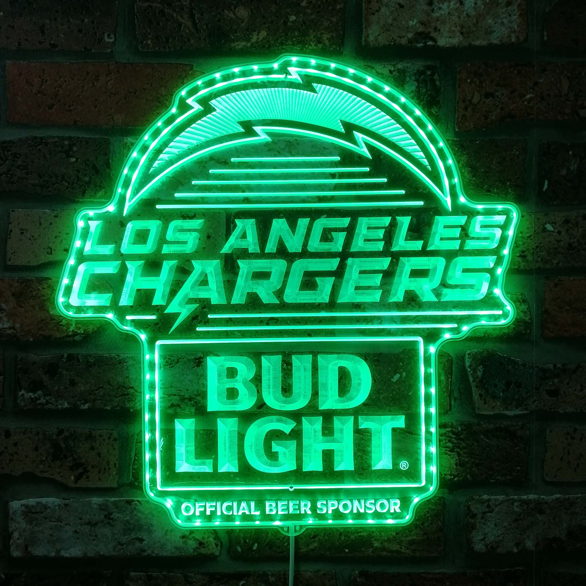 Bud Light & Los Angeles Chargers Dynamic RGB Edge Lit LED Sign