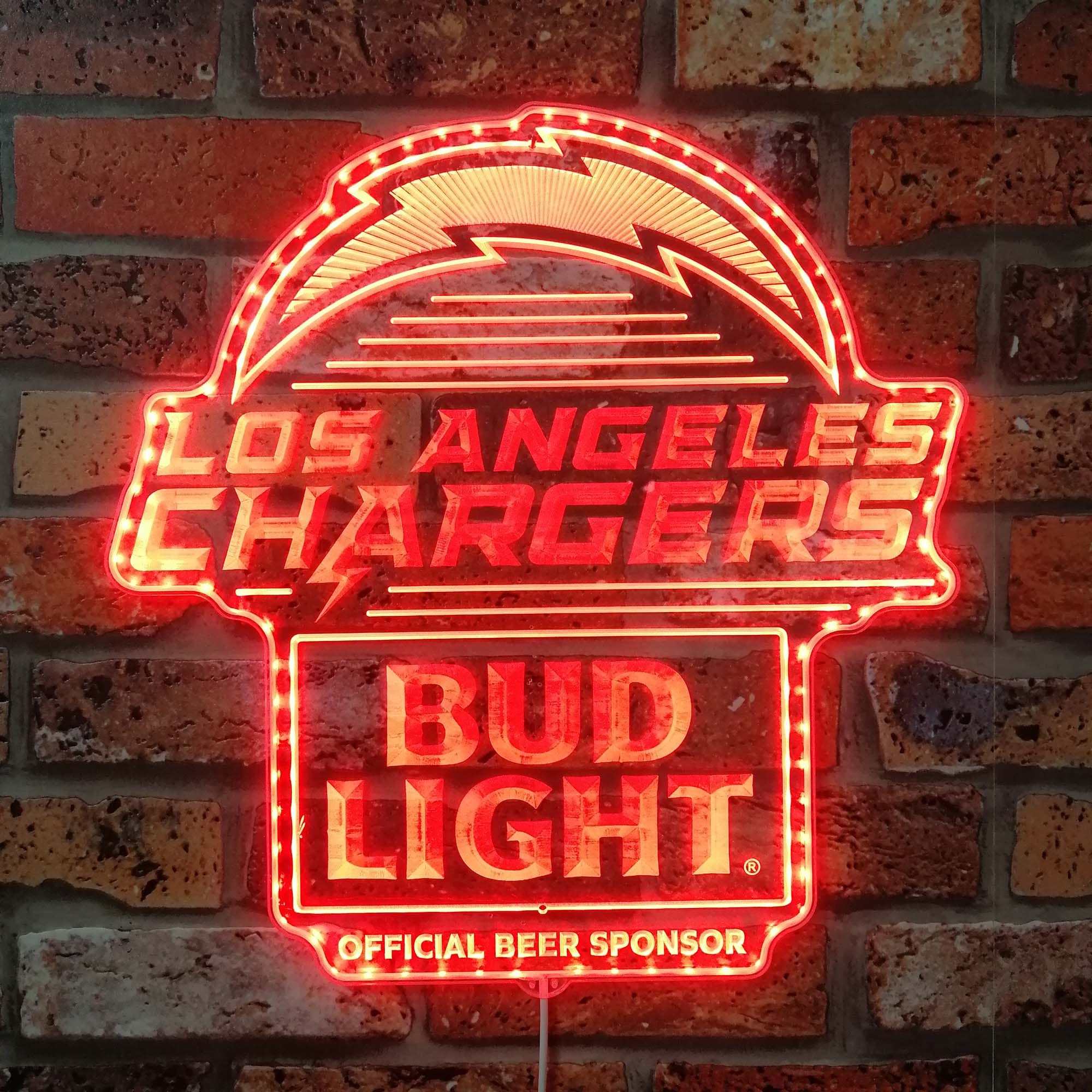 Bud Light & Los Angeles Chargers Dynamic RGB Edge Lit LED Sign