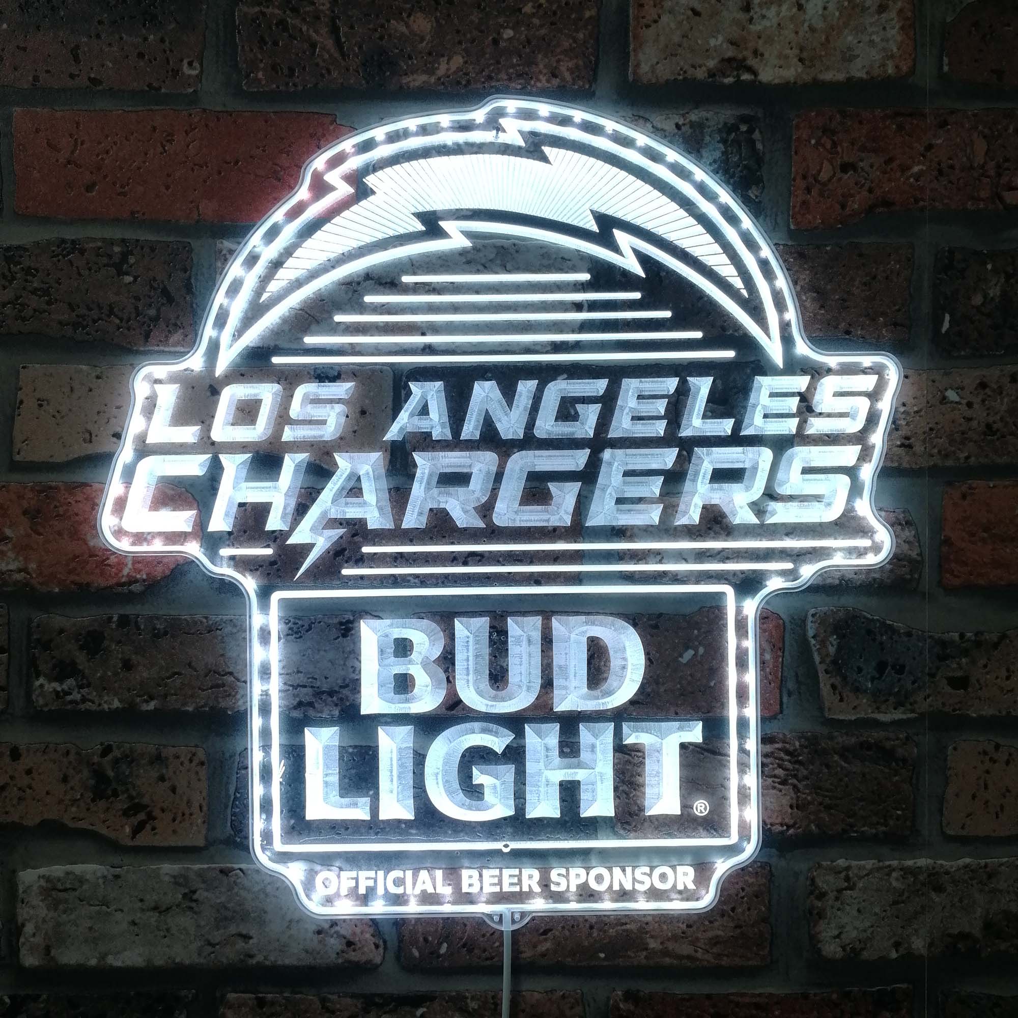 Bud Light & Los Angeles Chargers Dynamic RGB Edge Lit LED Sign