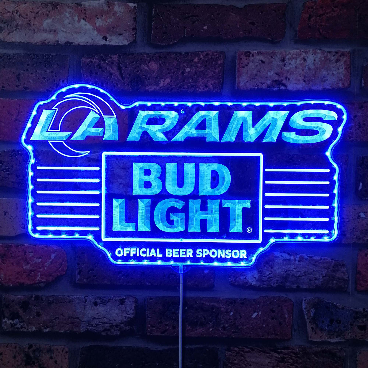 Bud Light Los Angeles Rams Dynamic RGB Edge Lit LED Sign | PROLEDSIGN