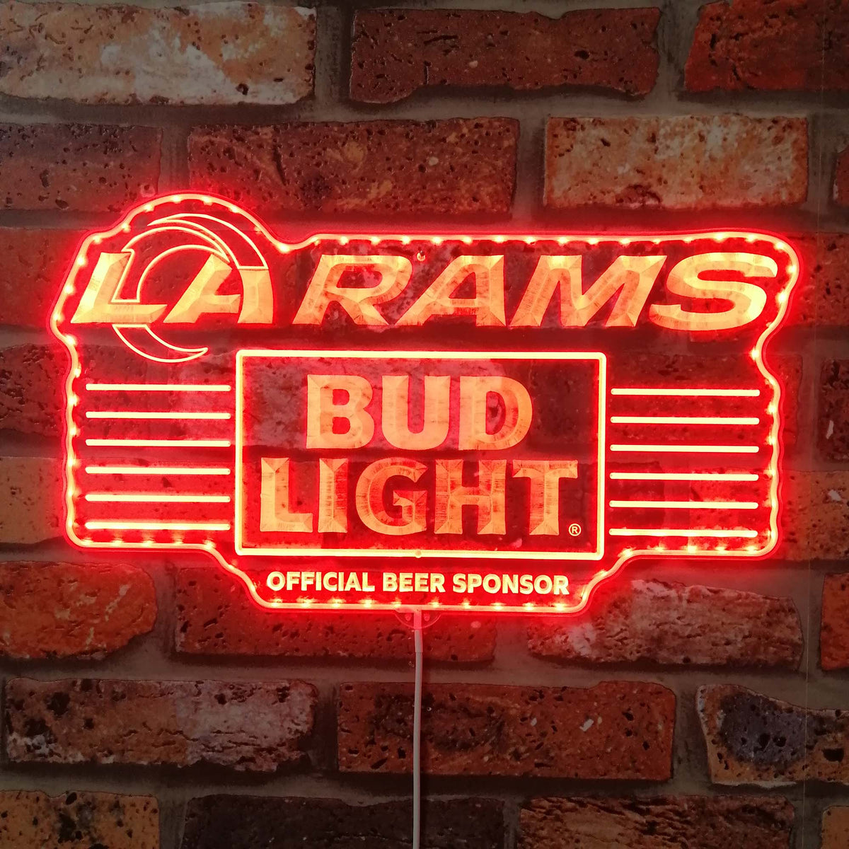 Bud Light Los Angeles Rams Dynamic RGB Edge Lit LED Sign | PROLEDSIGN