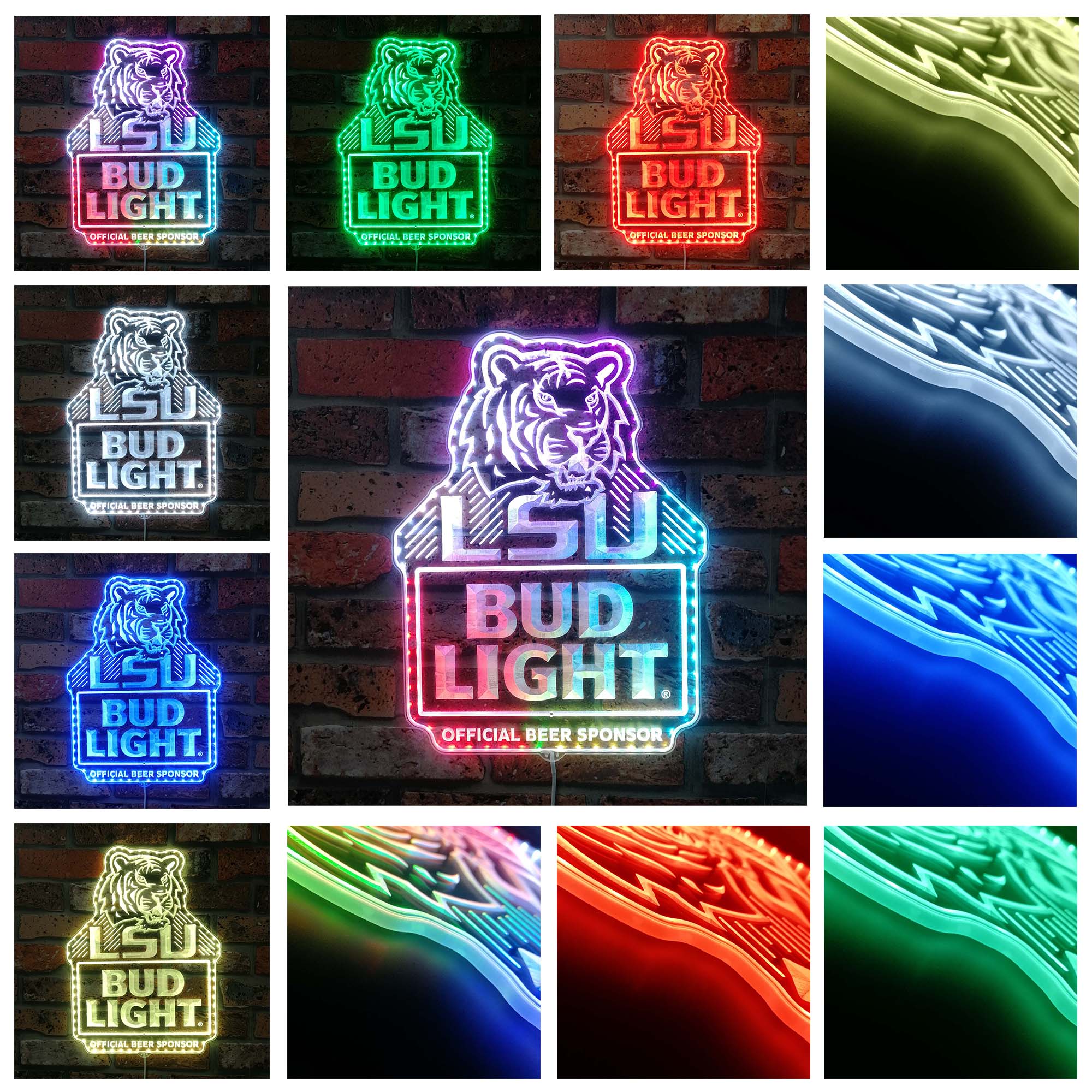 Bud Light LSU Tigers Dynamic RGB Edge Lit LED Sign