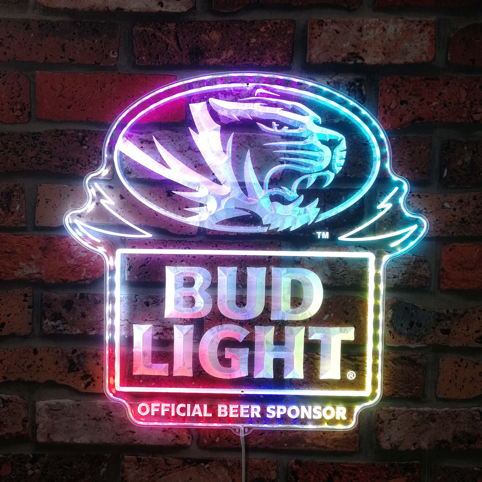 Bud Light Missouri Tigers Dynamic RGB Edge Lit LED Sign